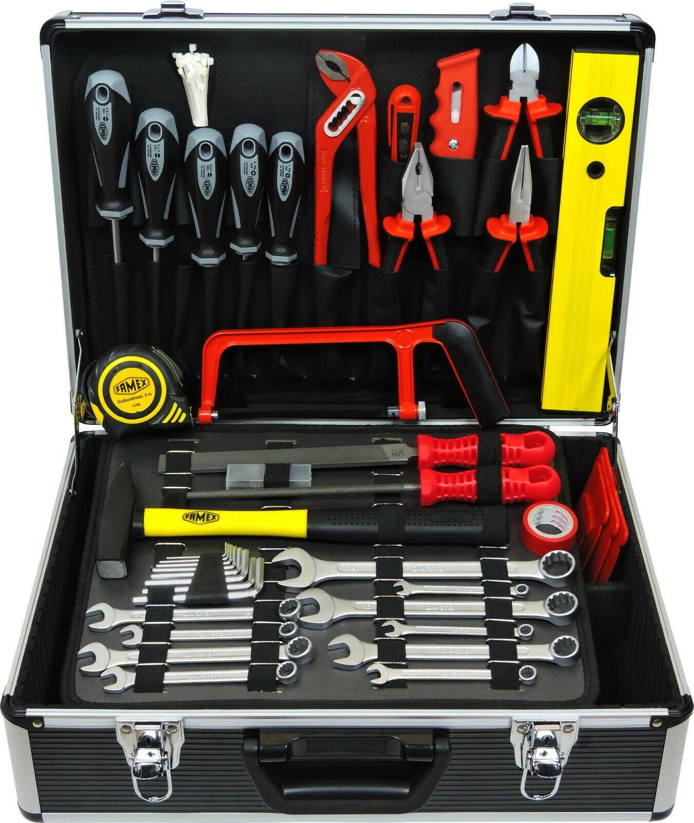 FAMEX Werkzeugset »744-98 Alu Werkzeugkoffer mit Werkzeug - Werkzeugkiste  gefüllt«, (Werkzeugkoffer, 83-St), im attraktiven Werkzeugkoffer online  kaufen | OTTO
