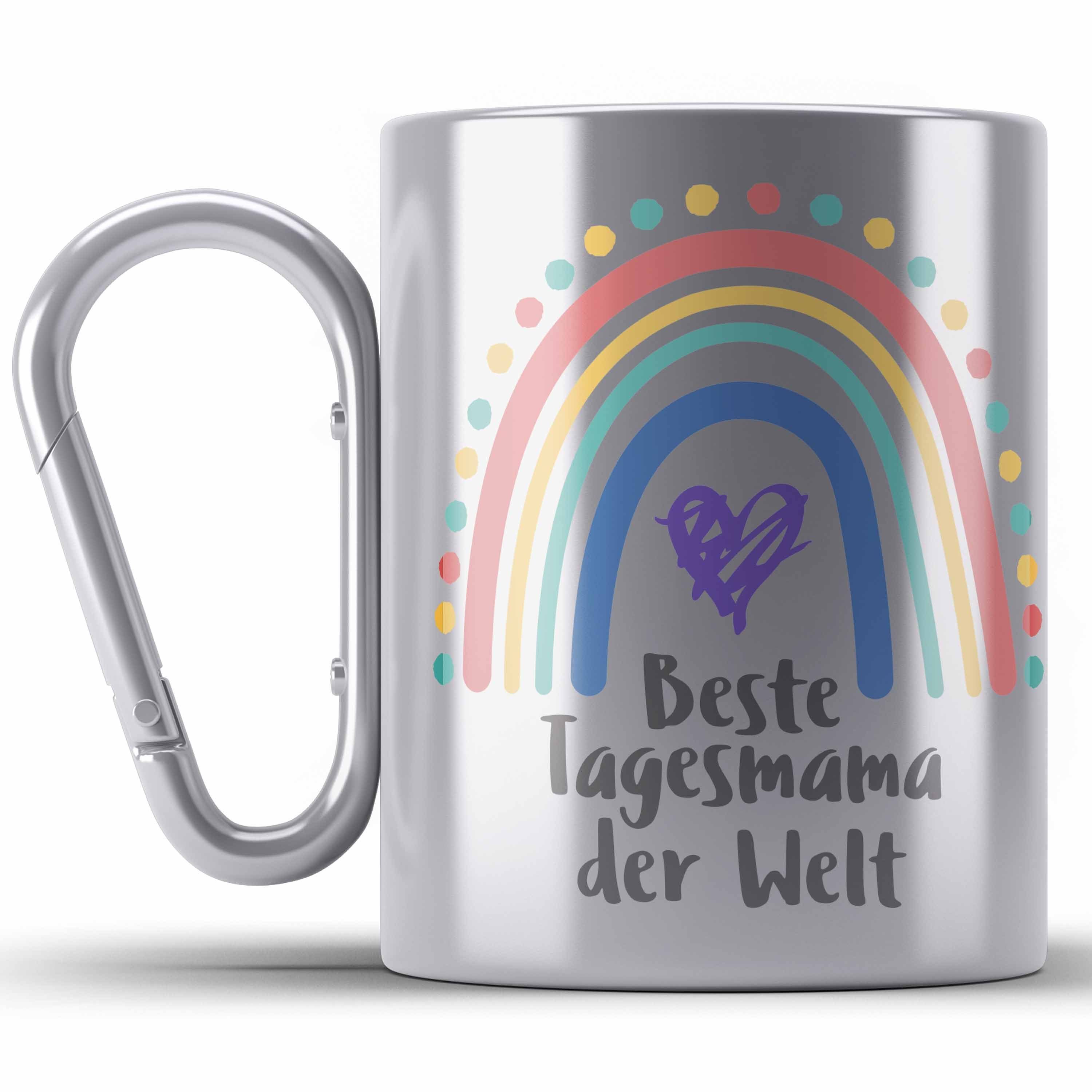 Trendation Thermotasse Beste Tagesmama Geschenk Edelstahl Tasse Tagesmutter Aufpasserin Erzie Silber