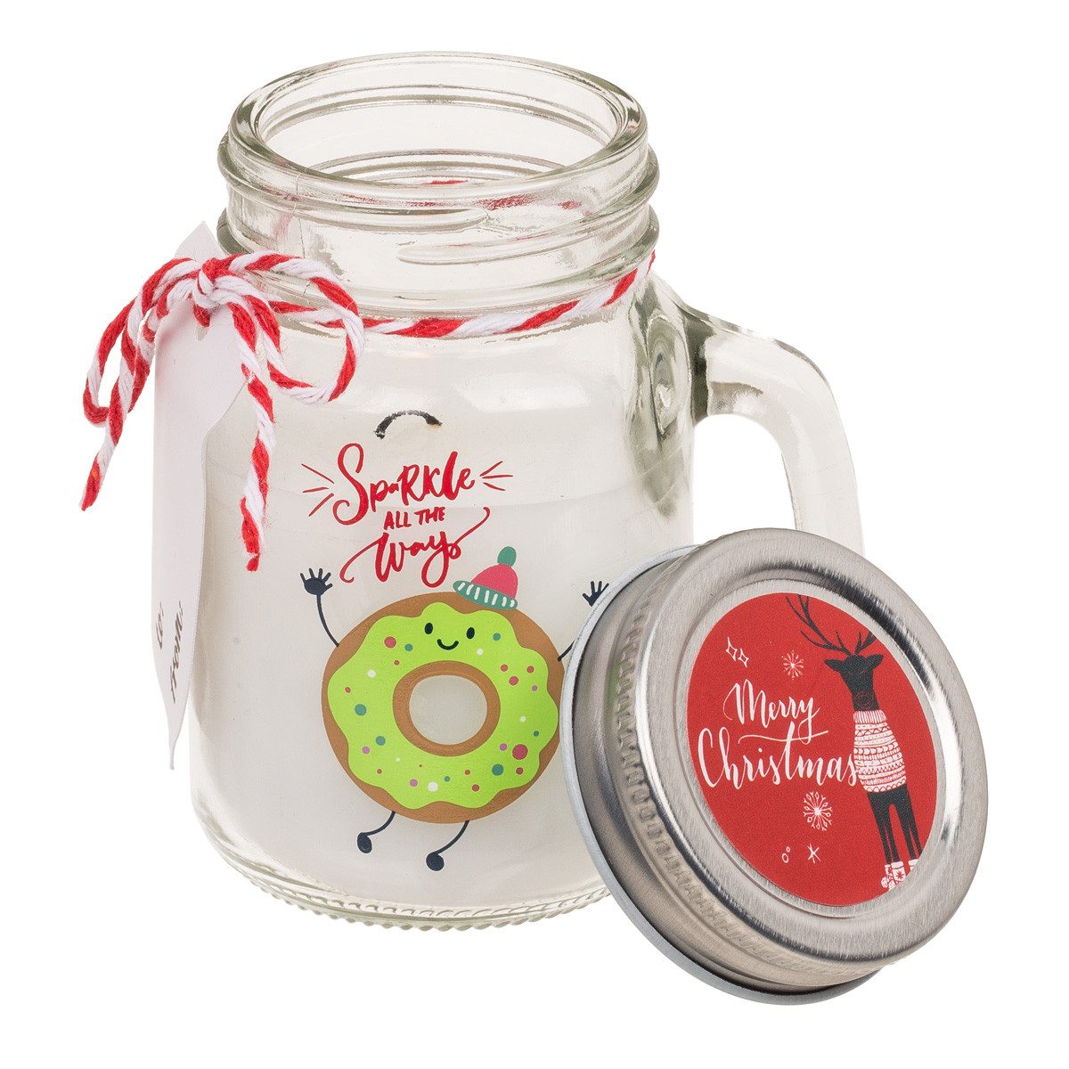 Out of the Blue Windlicht Weihnachtskerze im Glas, Donut, Windlicht Kerze, günstig online kaufen