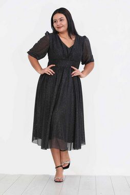 Modabout Abendkleid Damen Midikleid Sommerkleid für große Größen - NELB0553D8848BLK (1-tlg)