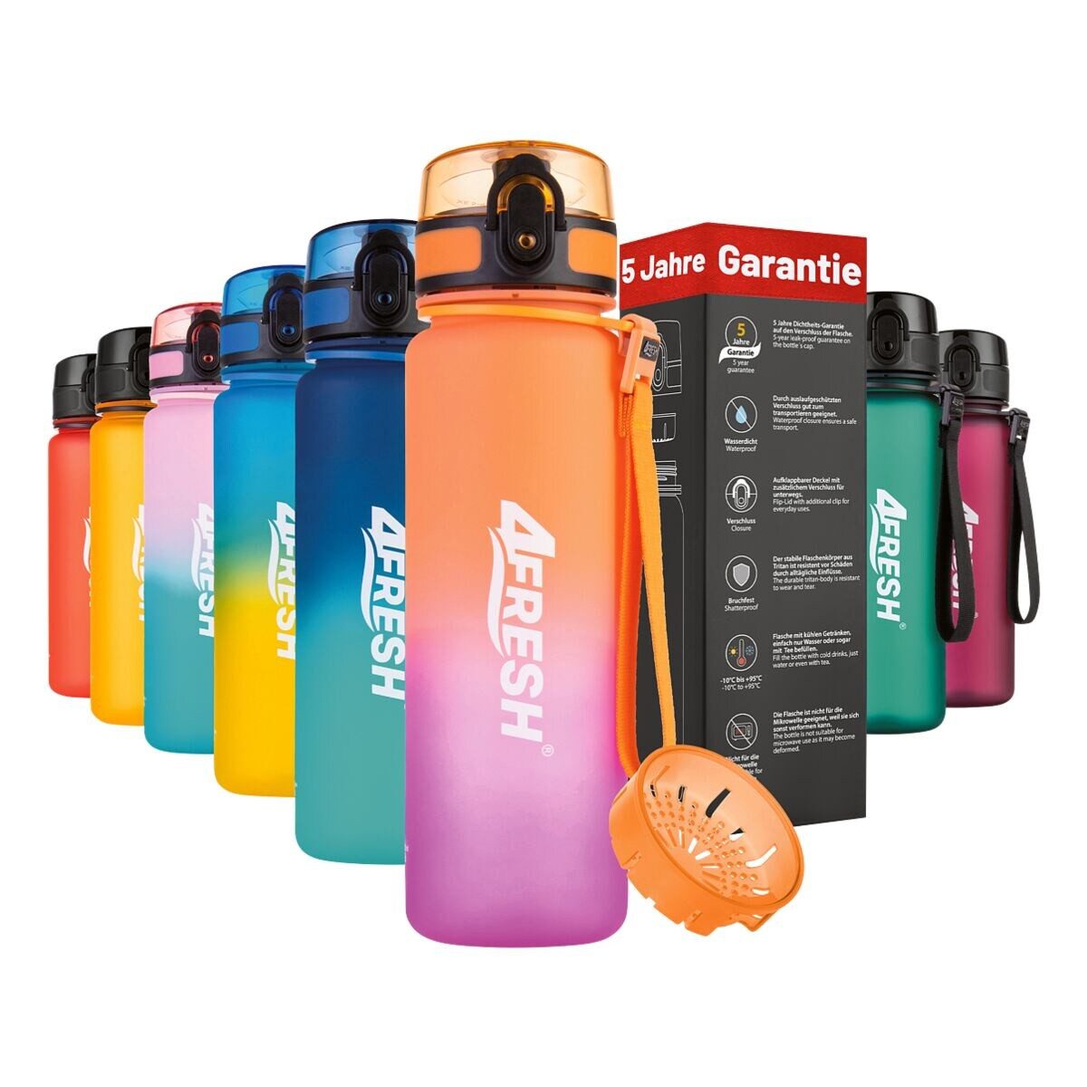 4FRESH Trinkflasche Colourful Gradient, 500 ml