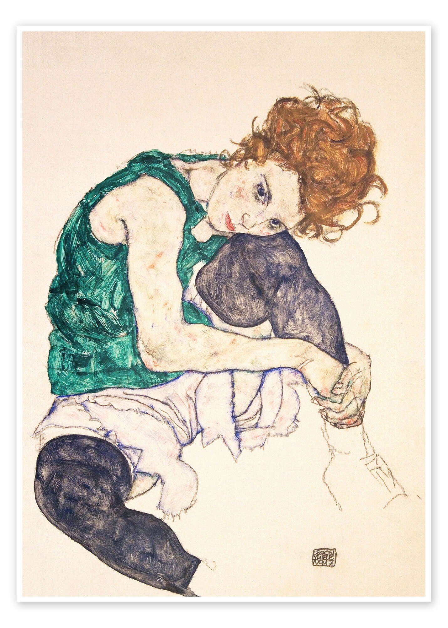 Posterlounge Wandbild Sitzende Frau mit hochgezogenem Knie, Egon Schiele, e günstig online kaufen