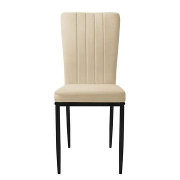 ML-DESIGN Stuhl Esszimmerstühle Set Ergonomischer mit Rückenlehne & Metallbeinen (4 St), 4x Küchenstühle mit Samt-Bezug Natur Kippsicher 42x40x97cm