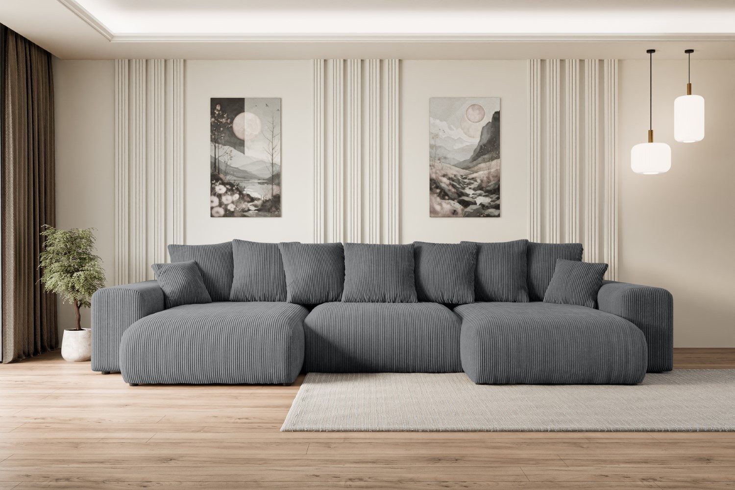 ALTDECOR Wohnlandschaft ESKAR-U, Couch mit Schlaffunktion, Wohnzimmer - Woh günstig online kaufen