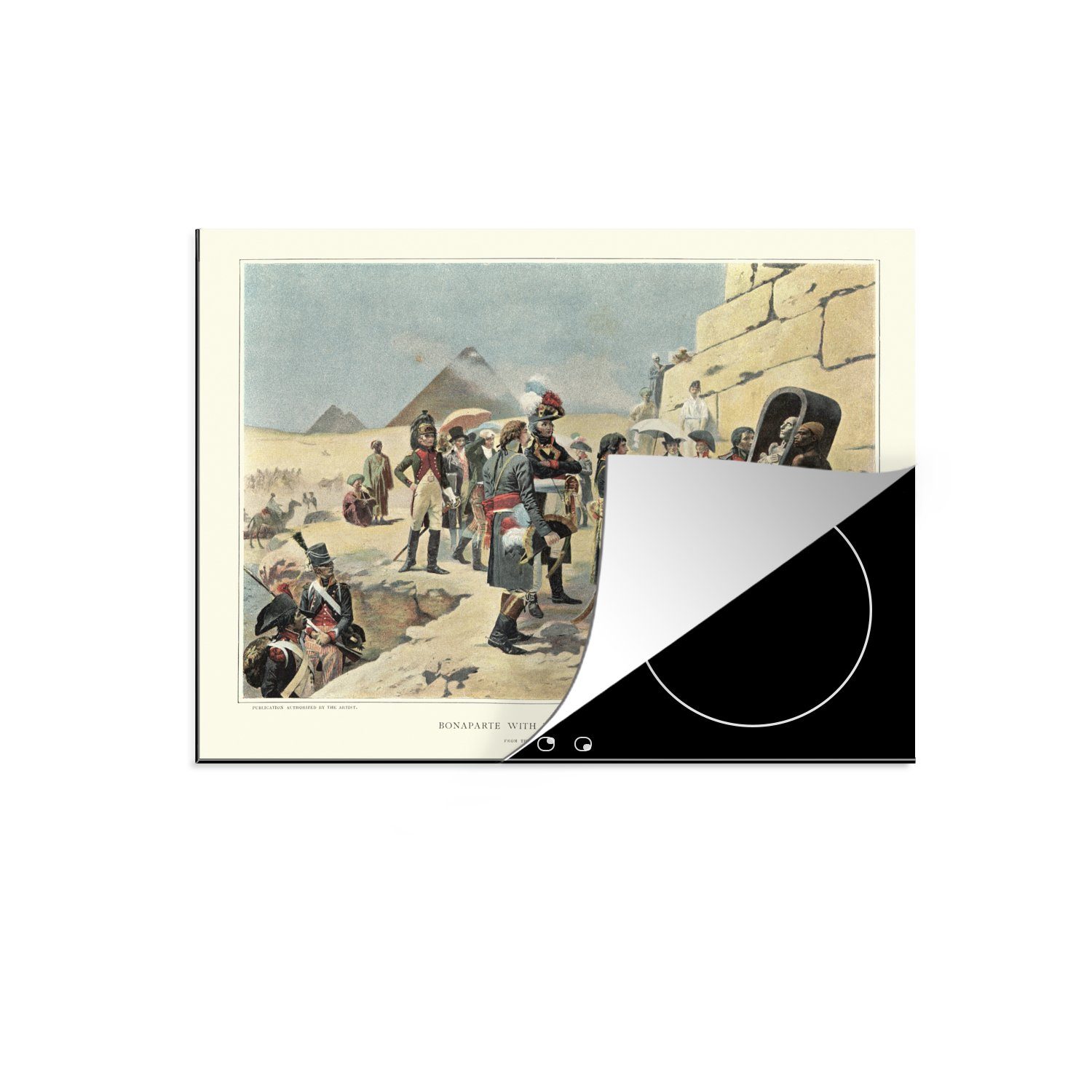 MuchoWow Herdblende-/Abdeckplatte Illustration von Napoleon Bonaparte, stehend in Ägypten, Vinyl, (1 tlg), 60x52 cm, Mobile Arbeitsfläche nutzbar, Ceranfeldabdeckung