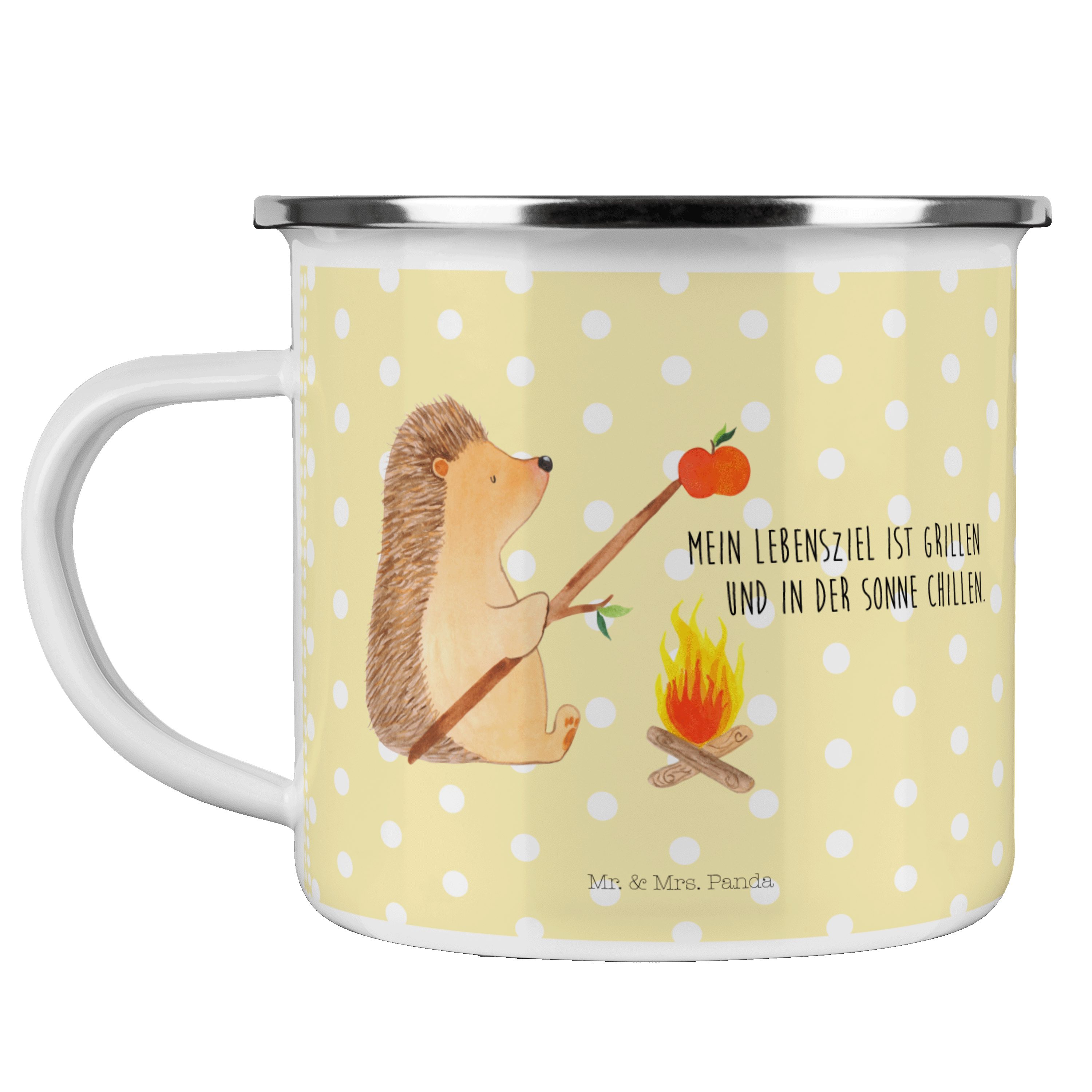Mr. & Mrs. Panda Becher »Igel grillt Gelb Pastell Trinkbecher