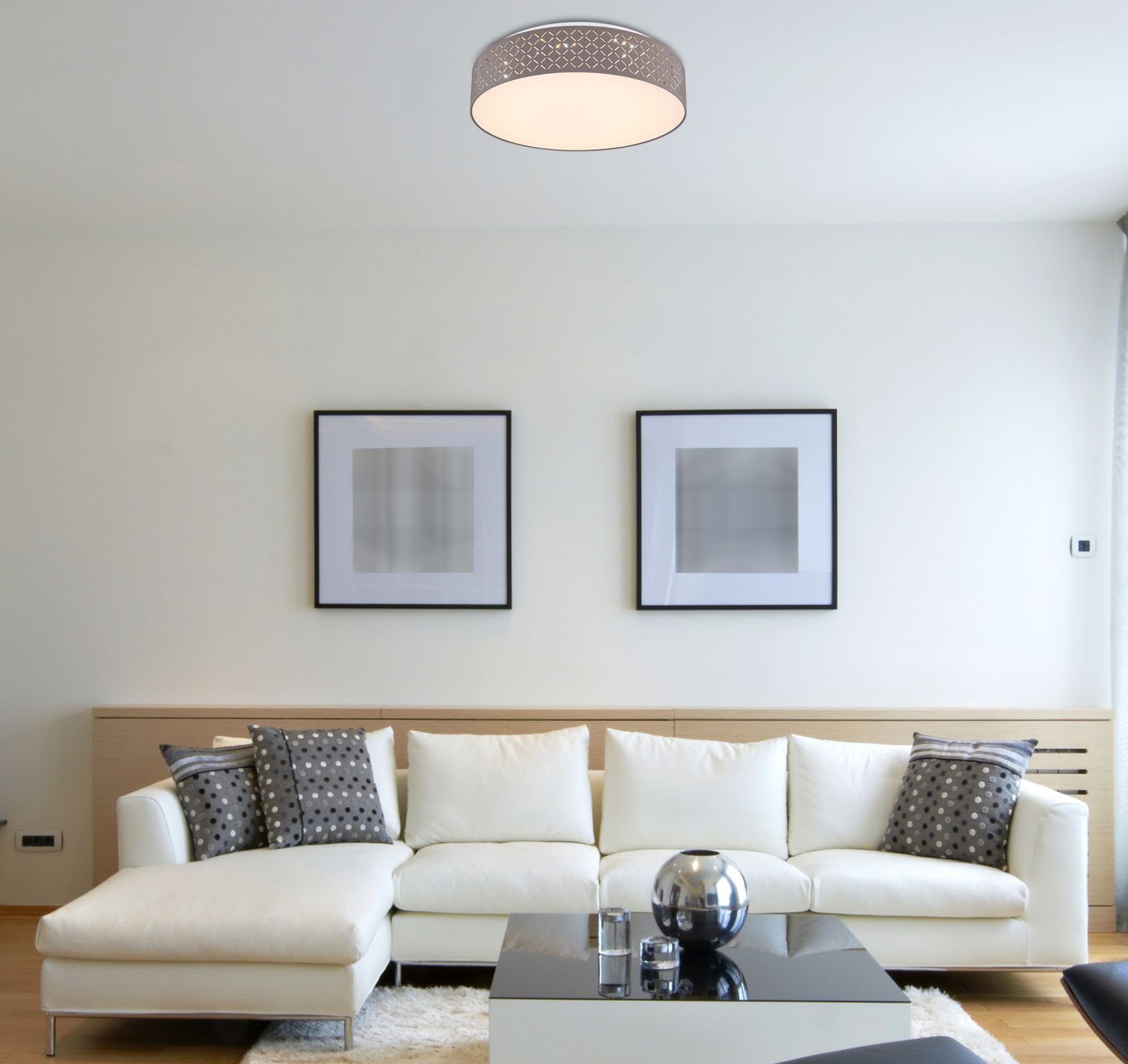 GLOBO LIGHTING Deckenleuchte Deckenleuchte LED Deckenlampe Wohnzimmer Schlafzimmer grau dimmbar, modern, rund, Fernbedienung, dimmbar, LED fest integriert, Kaltweiß bis Warmweiß, Esszimmer