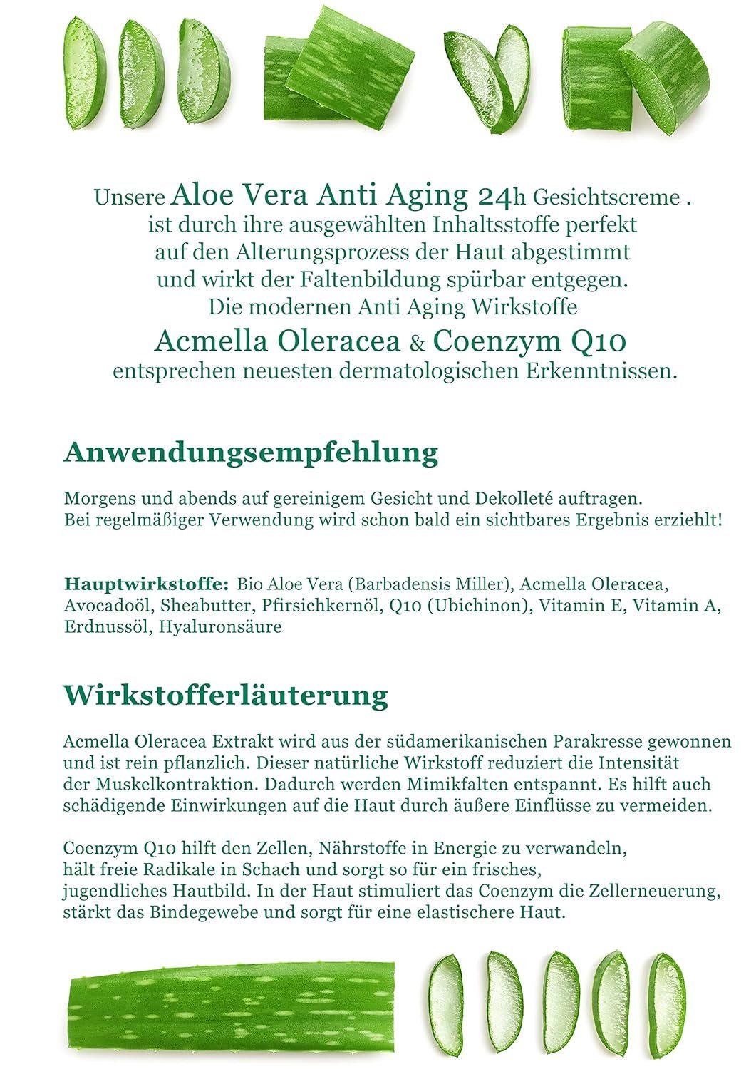 Vera mit Anti-Aging-Creme Bio Anti Line 50ml Vera, Aloe Aloe 60% ALOE 24h Gesichtscreme Aging