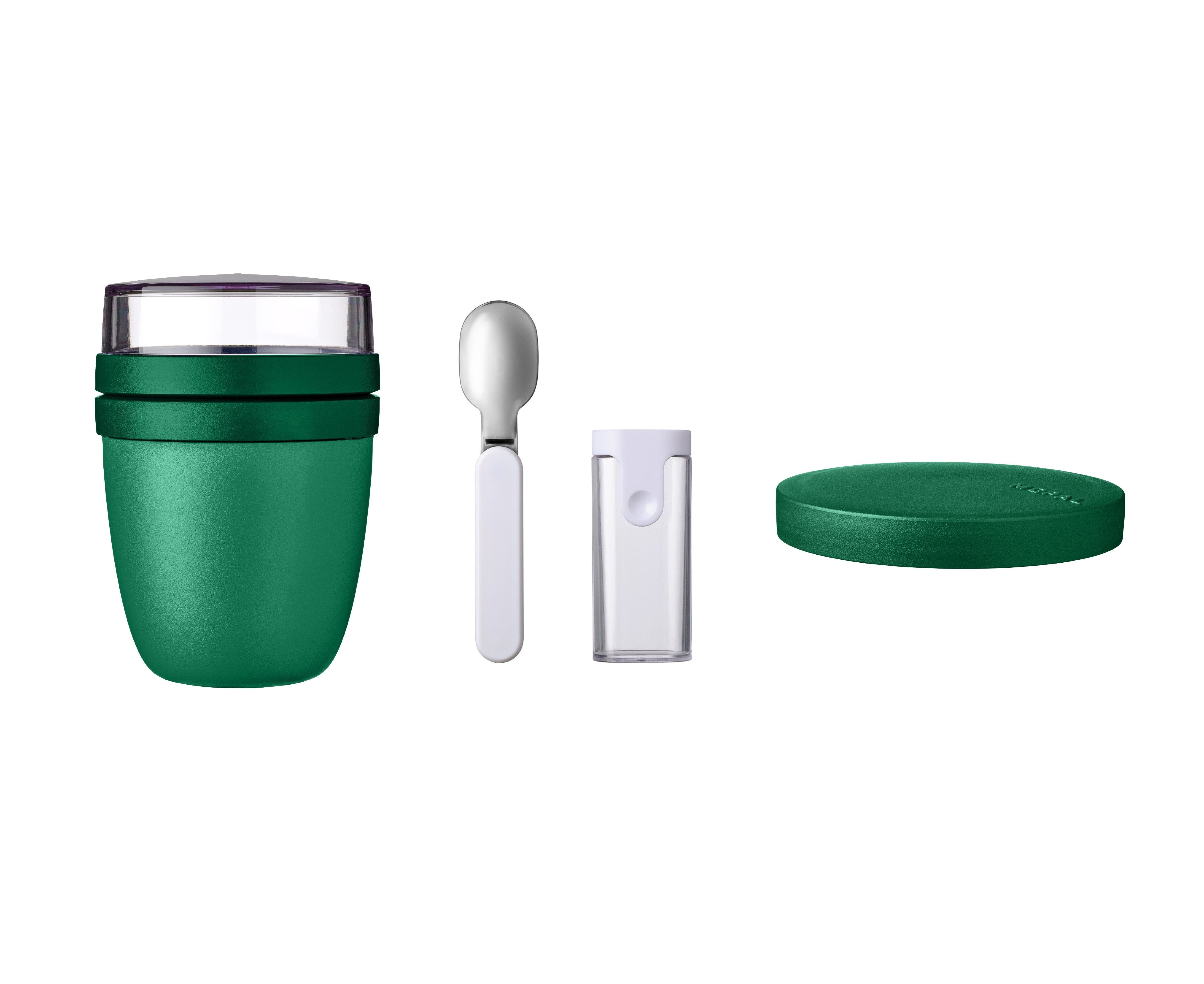 Mepal Lunchbox Lunchpot Switch Set, Faltbarer Löffel, Snacks & Müsli, Vivid Green, Polypropylen (PP), PCTG, mach aus deinem Lunchpot einen Snackpot