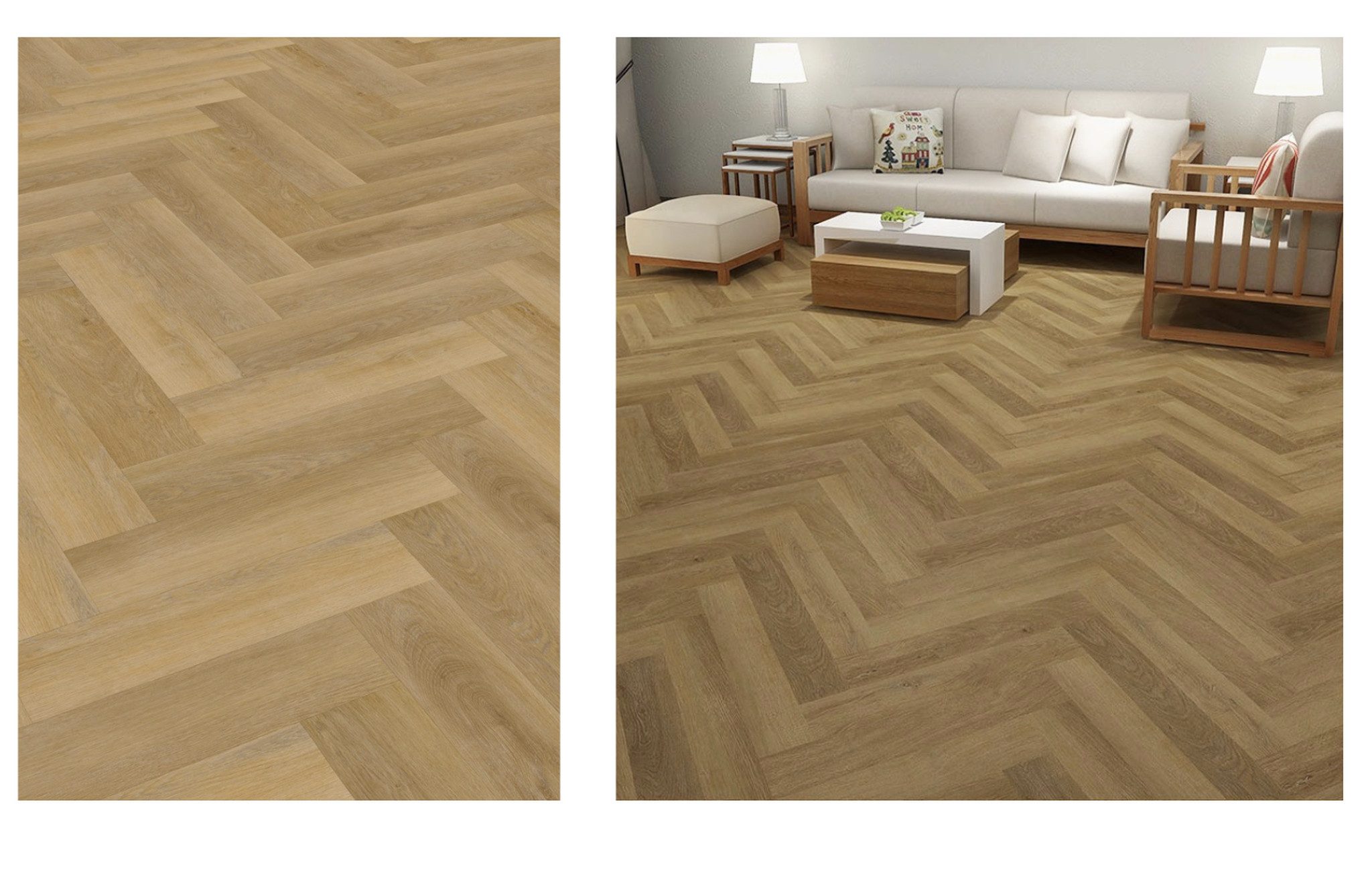 IKHEMalarka Vinylboden Fischgrät Herringbone Collection – 1,752 m² – 5,5 mm – NK 42, Integrierte Trittschalldämmung, Premium Boden mit Elegante Fischgrätoptik