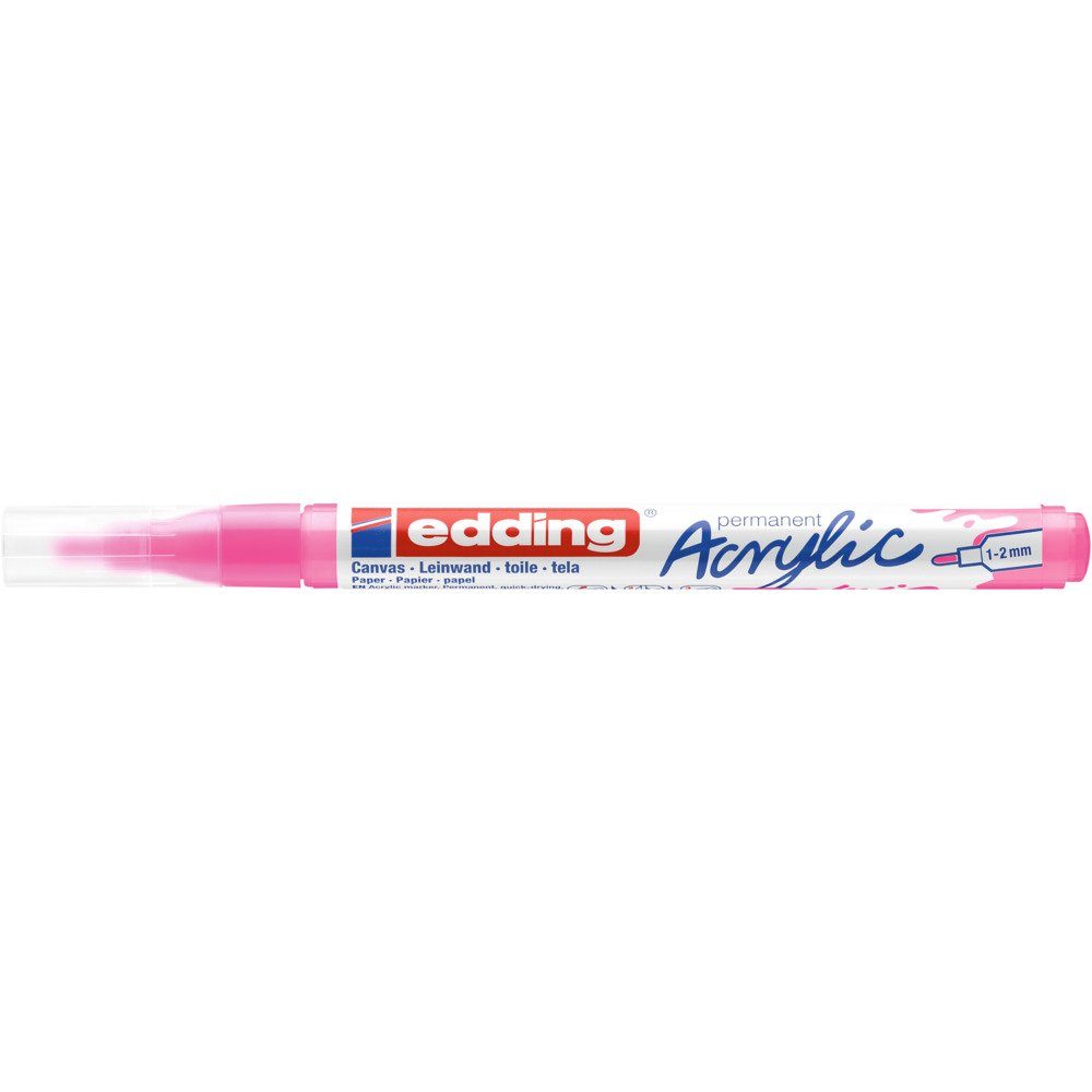 edding Marker 5300, 1 mm - 2 mm Strichstärke, Wasserfest, geruchsarm, lichtecht Neon-Pink | Marker