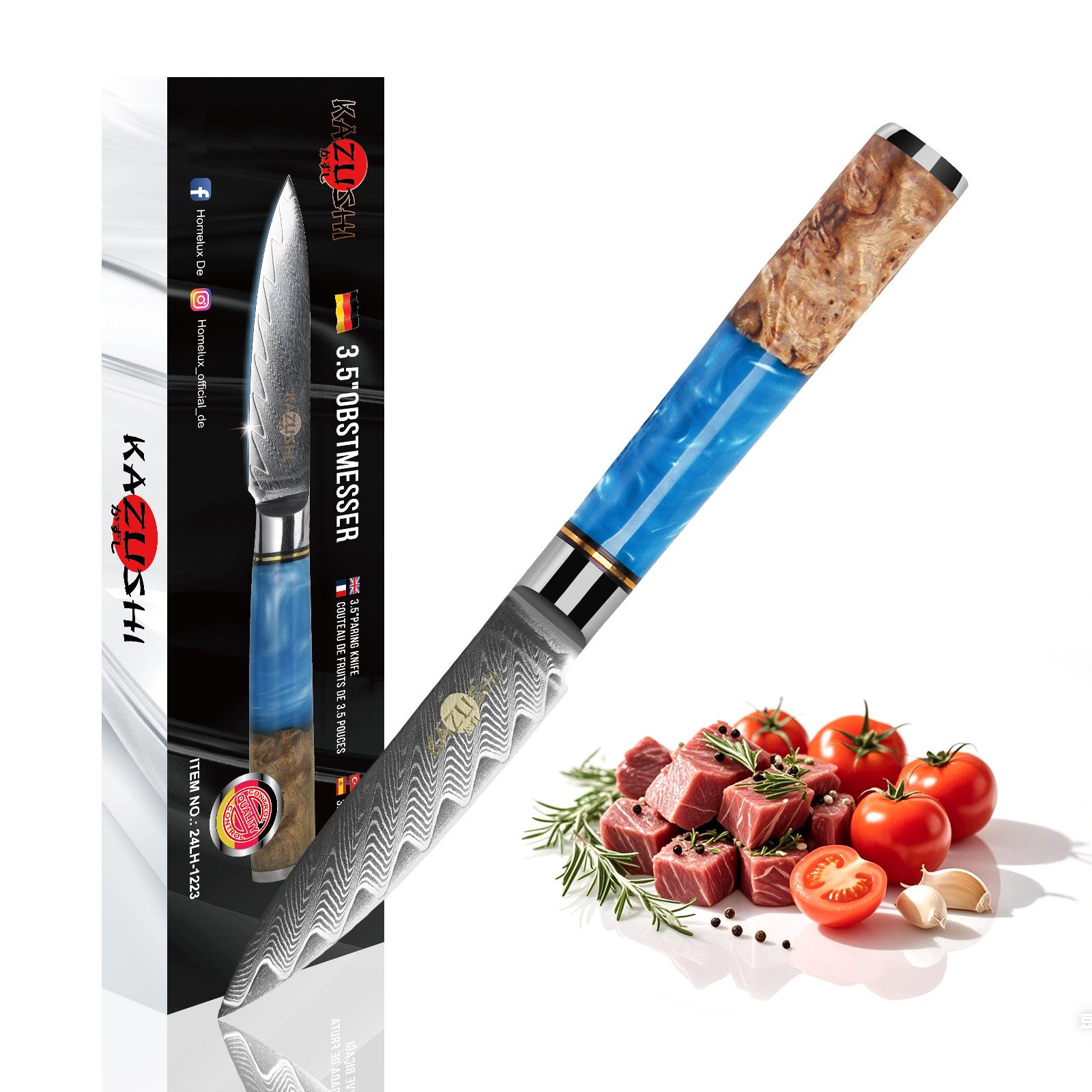 KAZUSHI Kochmesser Professionelles Santoku-Messer/Universalmesser, Superscharfes, Versatile Kochmesser, Fleisch / Gemüse / Obst usw