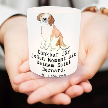 Mr. & Mrs. Panda Windlicht Saint Bernard Moment - Transparent - Geschenk, Teelichthalter, Rasseh (1 St), Hochwertiges Material