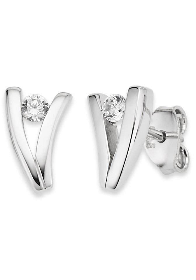Bruno Banani Paar Ohrstecker Schmuck Geschenk Silber 925 Ohrschmuck Ohrringe Glitzerstein, mit Zirkonia (synth)