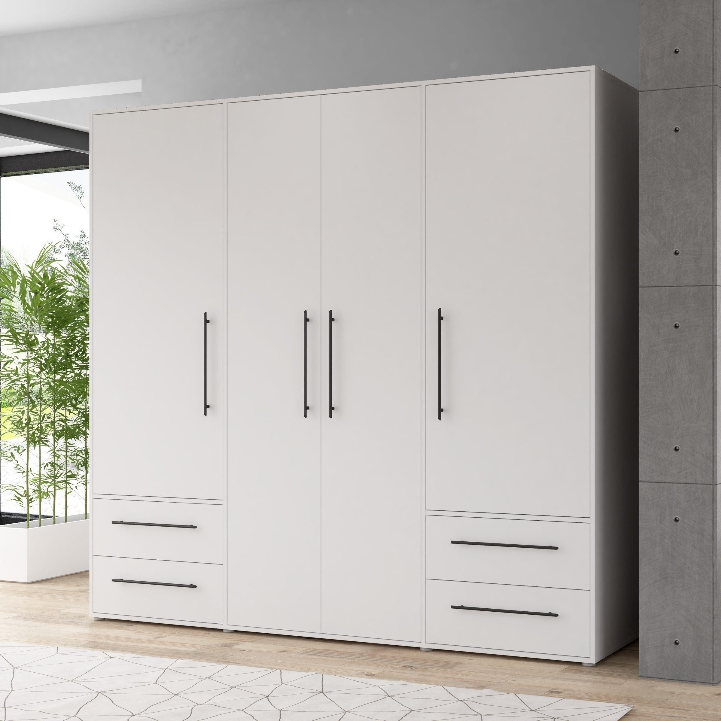 freiraum Drehtürenschrank MOKKARIS in weiß - 205,9x200,1x58,8cm (BxHxT)