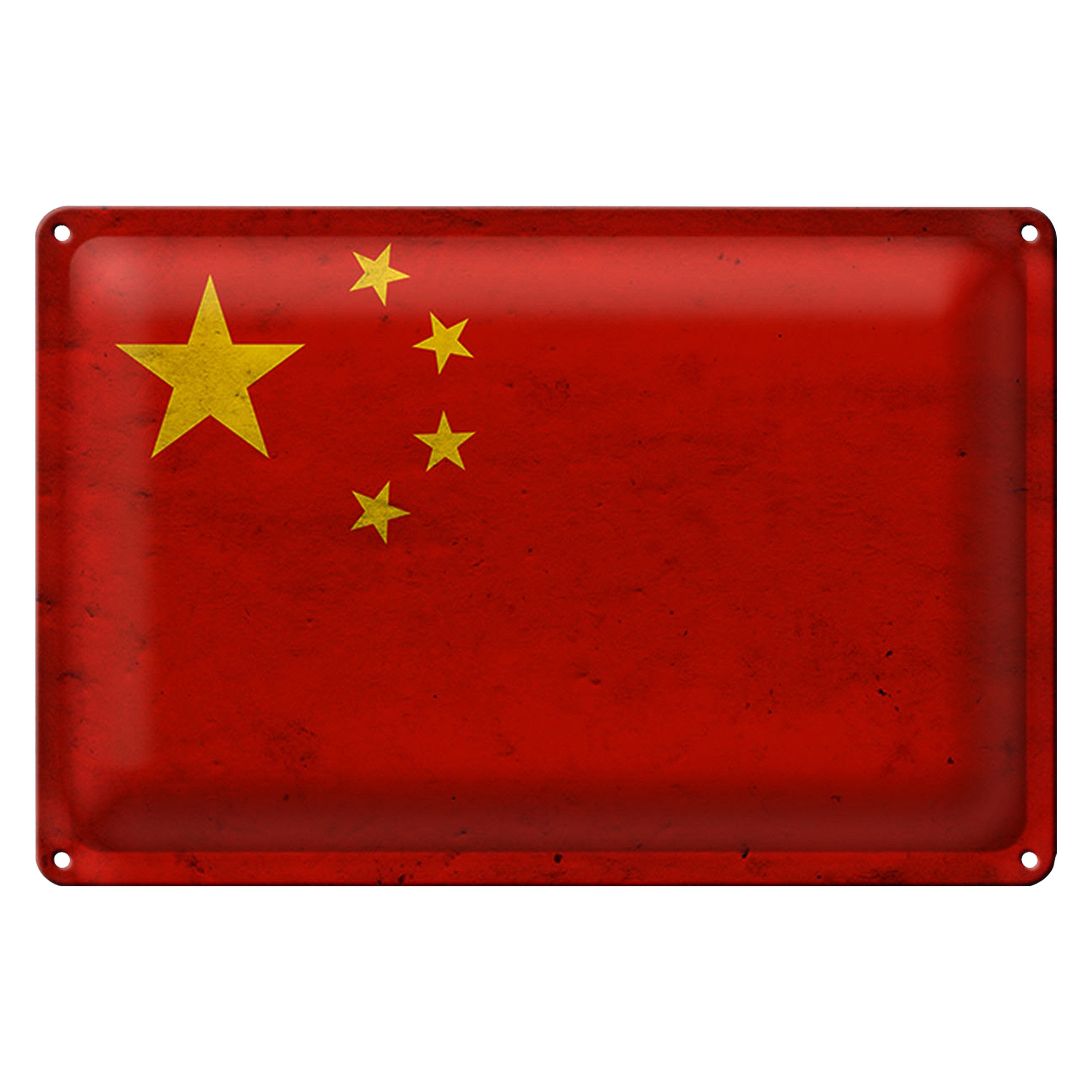Roomando Metallschild Flagge 40x30cm China Fahne Wanddeko