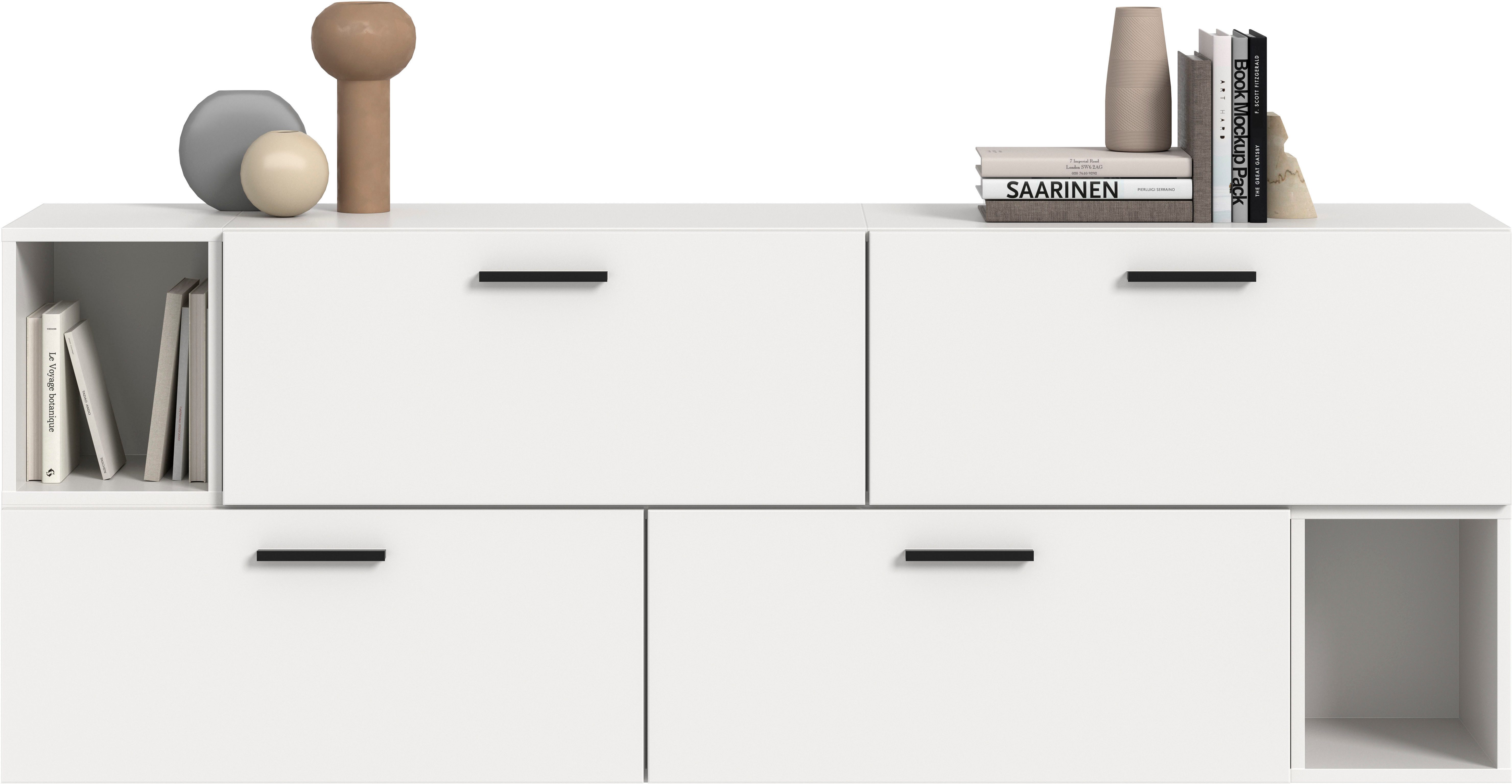 Home affaire Schrank-Set ENESTE, 6-teilig, in verschiedenen Farben, individuell kombinierbar, (2-St., verschiedenste Kombinationmöglichkeiten, stehend oder hängend), Stauraumelement, Kombination, Wohnkombination, Schrankwand, Lowboard