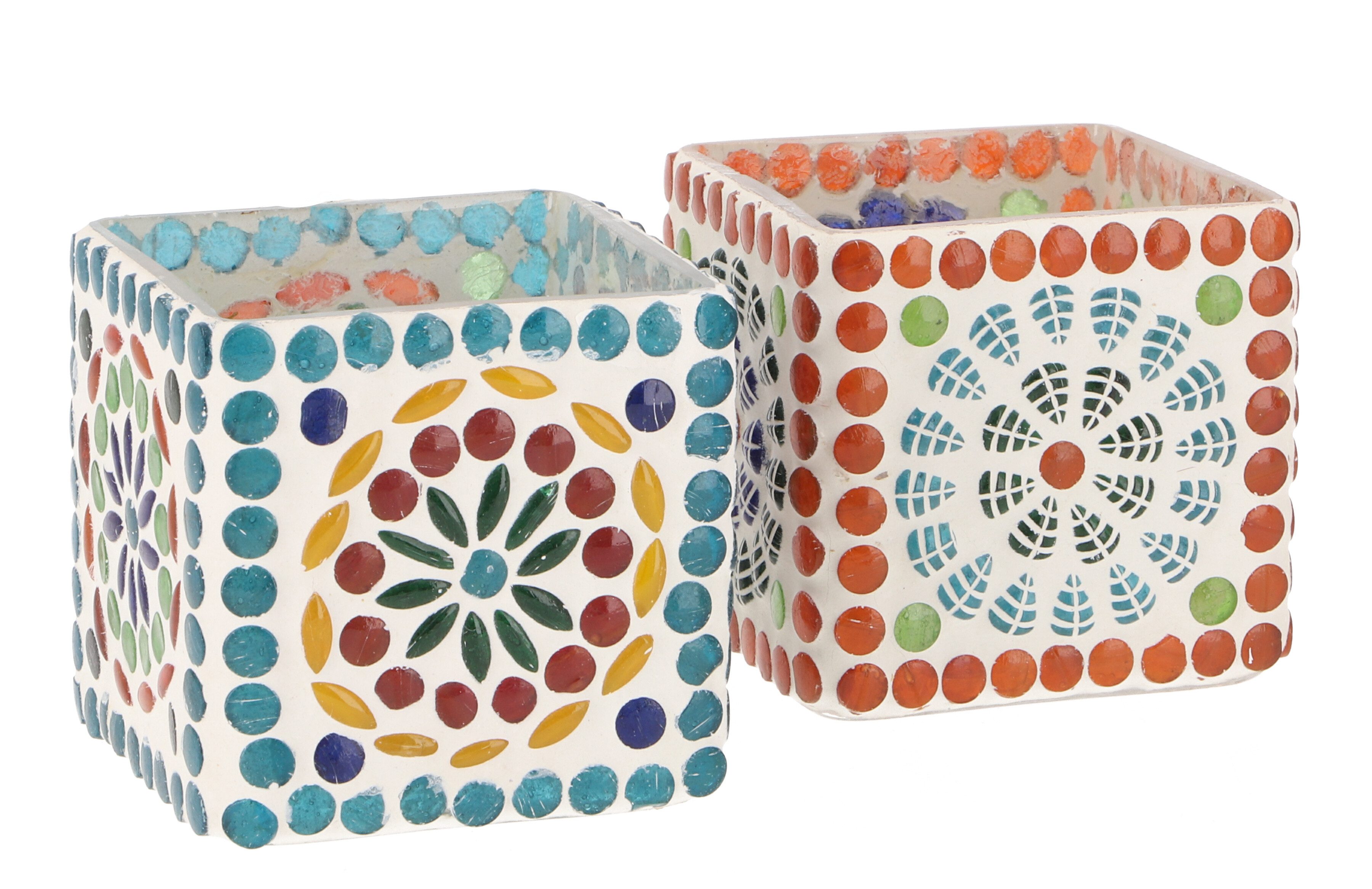Guru-Shop Windlicht 2 handgearbeitete Glas Mosaik günstig online kaufen