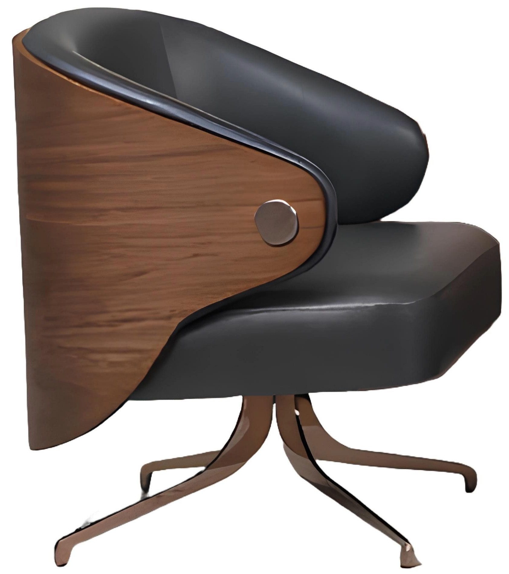 Xlmoebel Loungesessel Moderner Bürostuhl aus schwarzem Leder mit elegantem Design (Sessel), Hergestellt in Europa