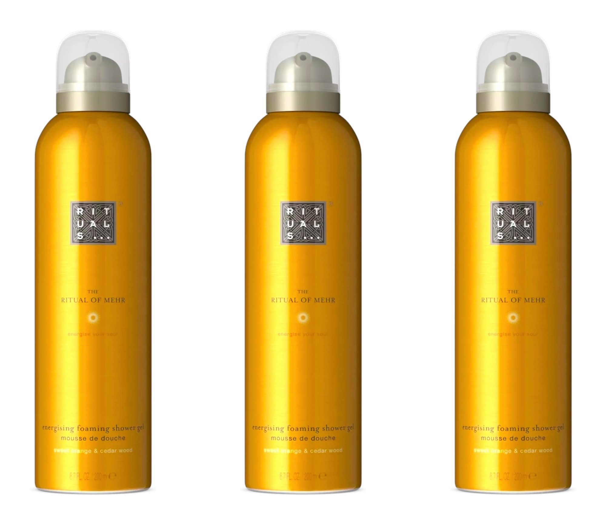 Rituals Duschschaum The Ritual of Mehr Vorteilspack mit 3 x 200 ml Duschschaum, Mit frischer Süßorange und aromatischem Zedernholz