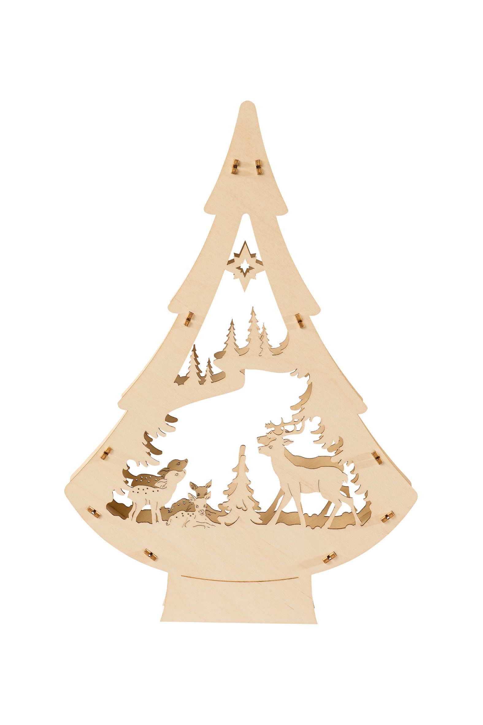 SAICO Original LED Schwibbogen LED-Lichterbaum, Rehe im Wald, für Batteriebetrieb, Timer, LED-Stripe, warmweiß, BxHxT: 20,5x30x4 cm