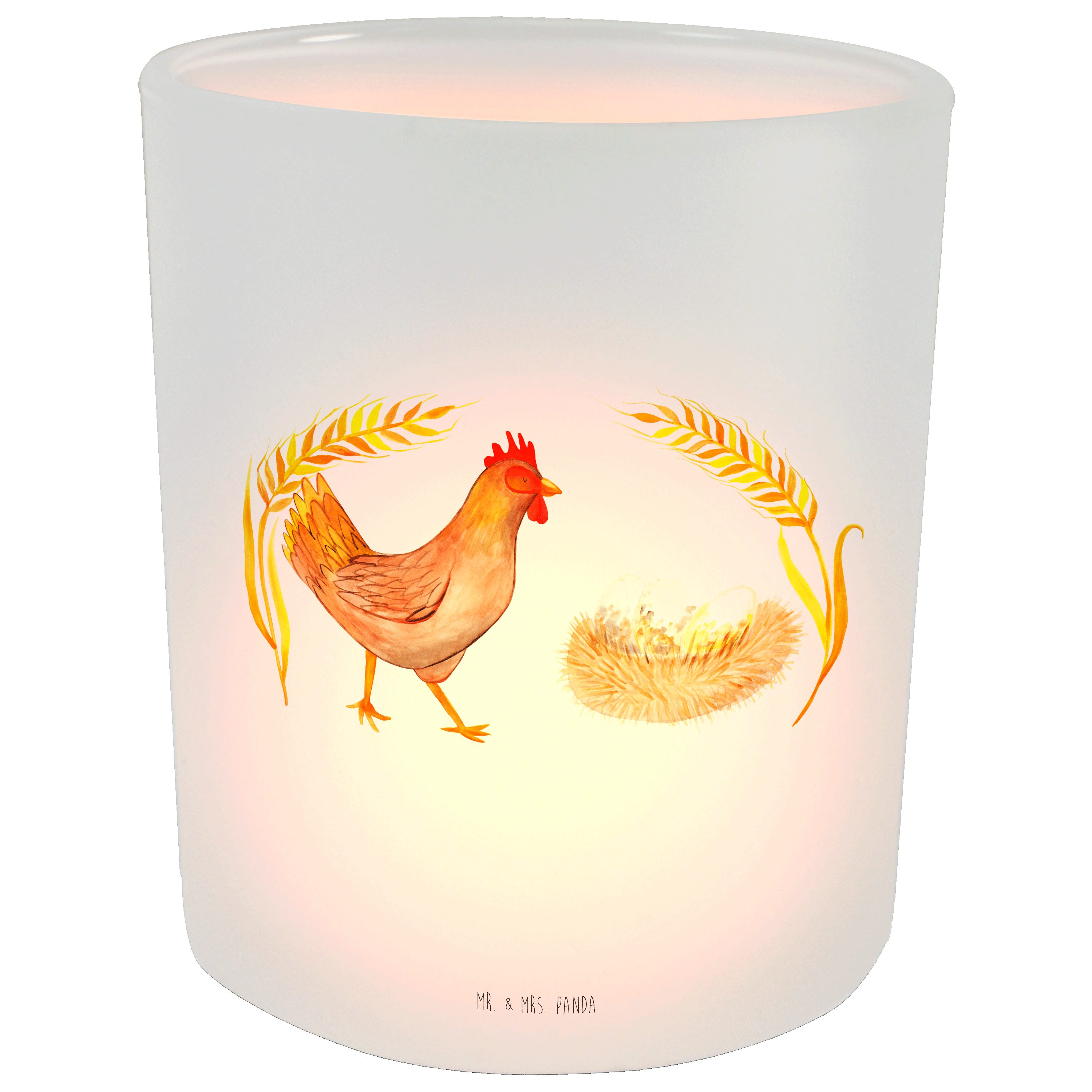 Mr. & Mrs. Panda Windlicht Huhn stolz - Transparent - Geschenk, Landwirtin, Kerzenlicht, Magie, (1 St)