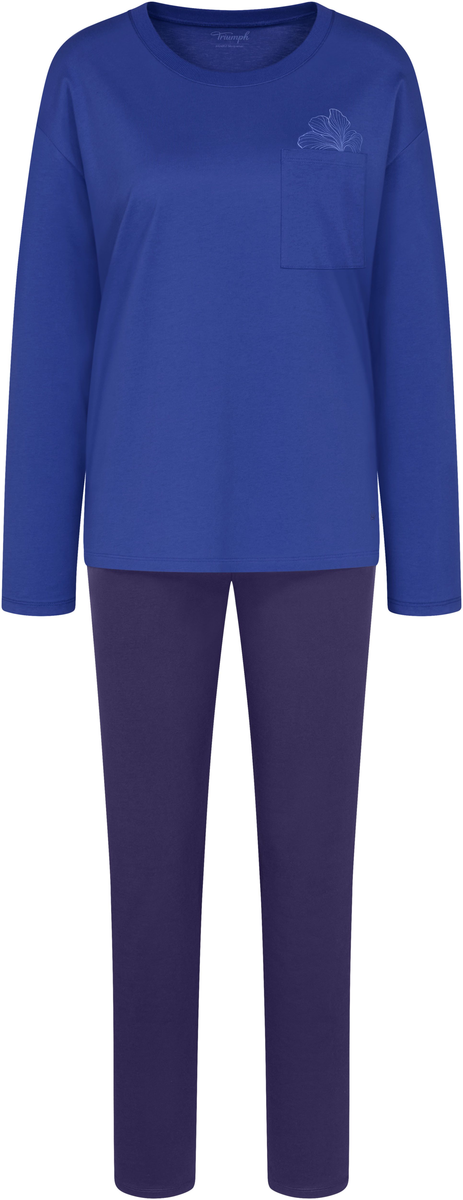 Triumph Schlafanzug Blumenstickerei, Brusttasche, Rundhalsausschnitt, Langarm