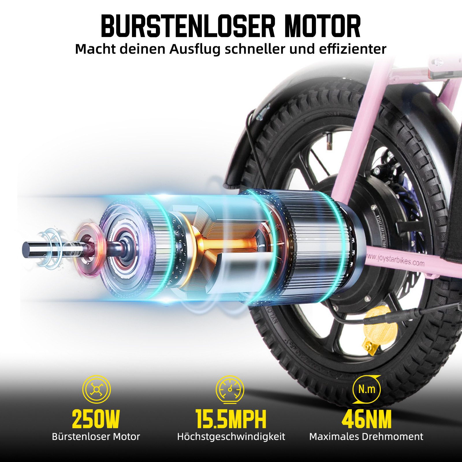 HILAND E-Bike Kinder-Elektromotorrad 16Zoll 250W E-Kinderroller 6–10Jahre 6 Farben