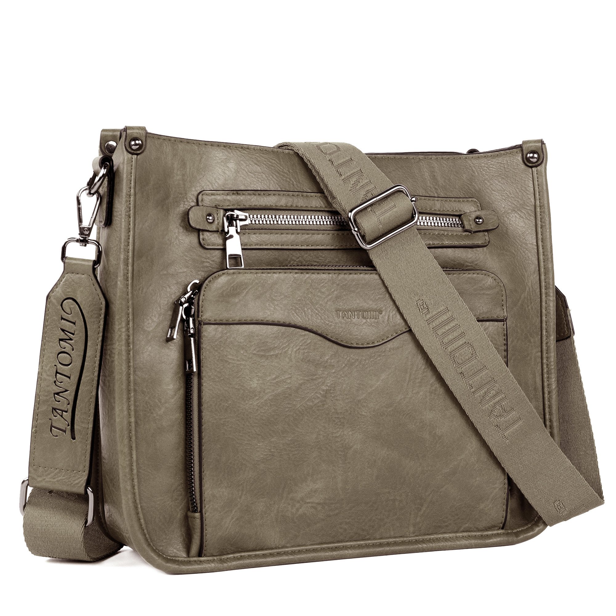 TANTOMI Umhängetasche Damen Schultertasche Mittelgroß, Crossbody Bag mit mehreren Fächern, Damen Handtasche Leicht Henkeltasche Schultertasche