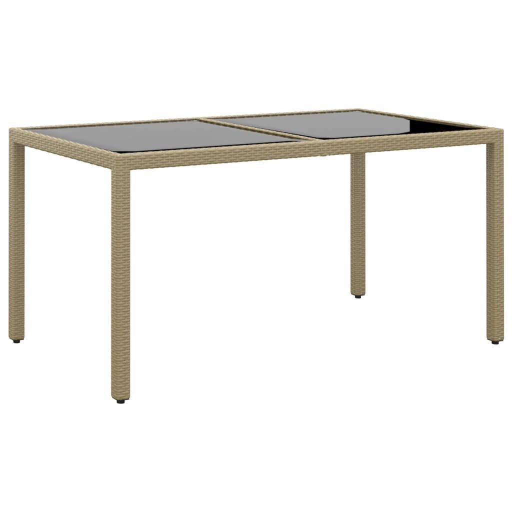 furnicato Gartentisch 150x90x75 cm Hartglas und Poly Rattan Beige (1-St)