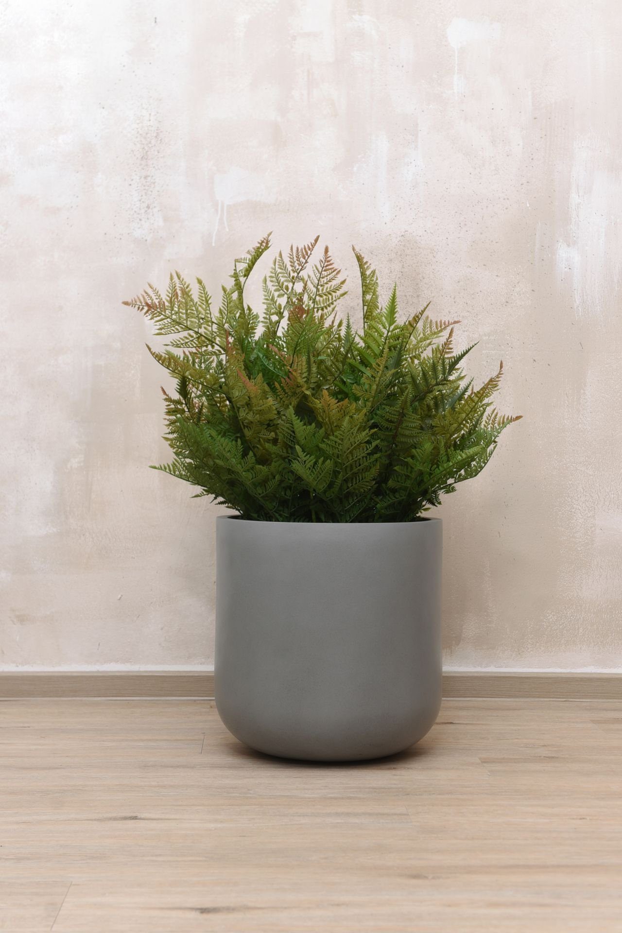 VIVANNO Blumentopf Fiberglas CHICO Rund - Betongrau Beton-Design (1 St), 40x40 cm