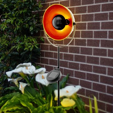 etc-shop LED Solarleuchte, LED-Leuchtmittel fest verbaut, Solarleuchte Außenleuchte Stecklampe LED Erdspieß orange schwarz 2x