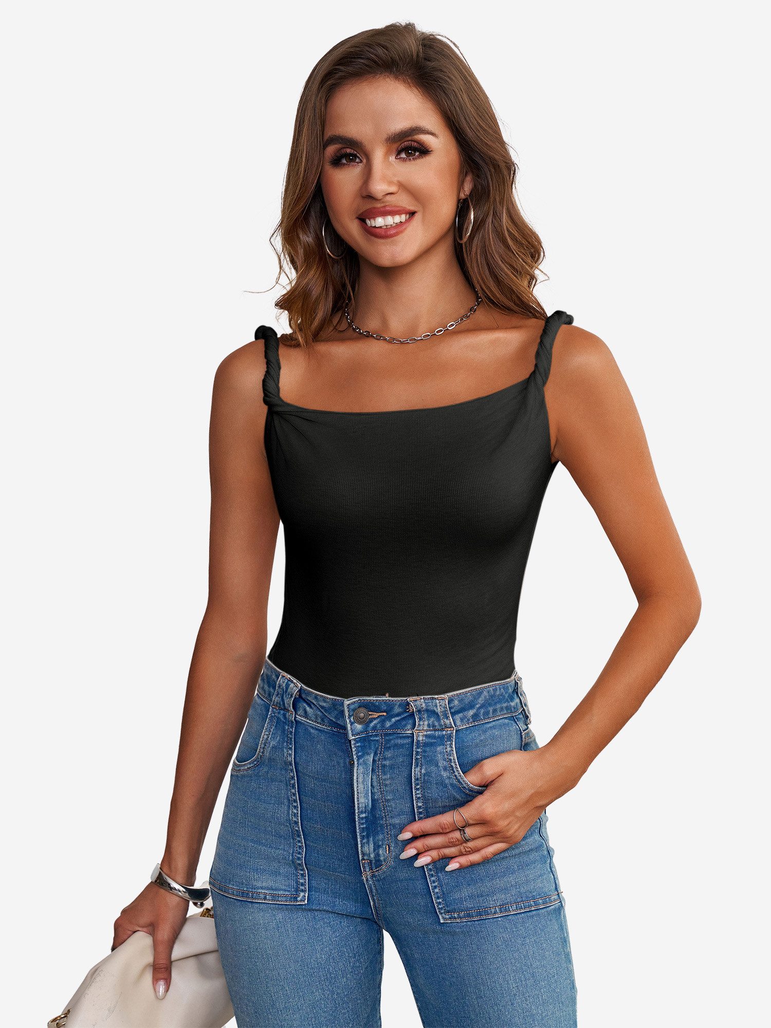 Imily Bela Trägertop Damen-Top Tailliert mit Knoten-Trägerdesign (Packung, 1-tlg., 1per-Pack) Y2K Stil