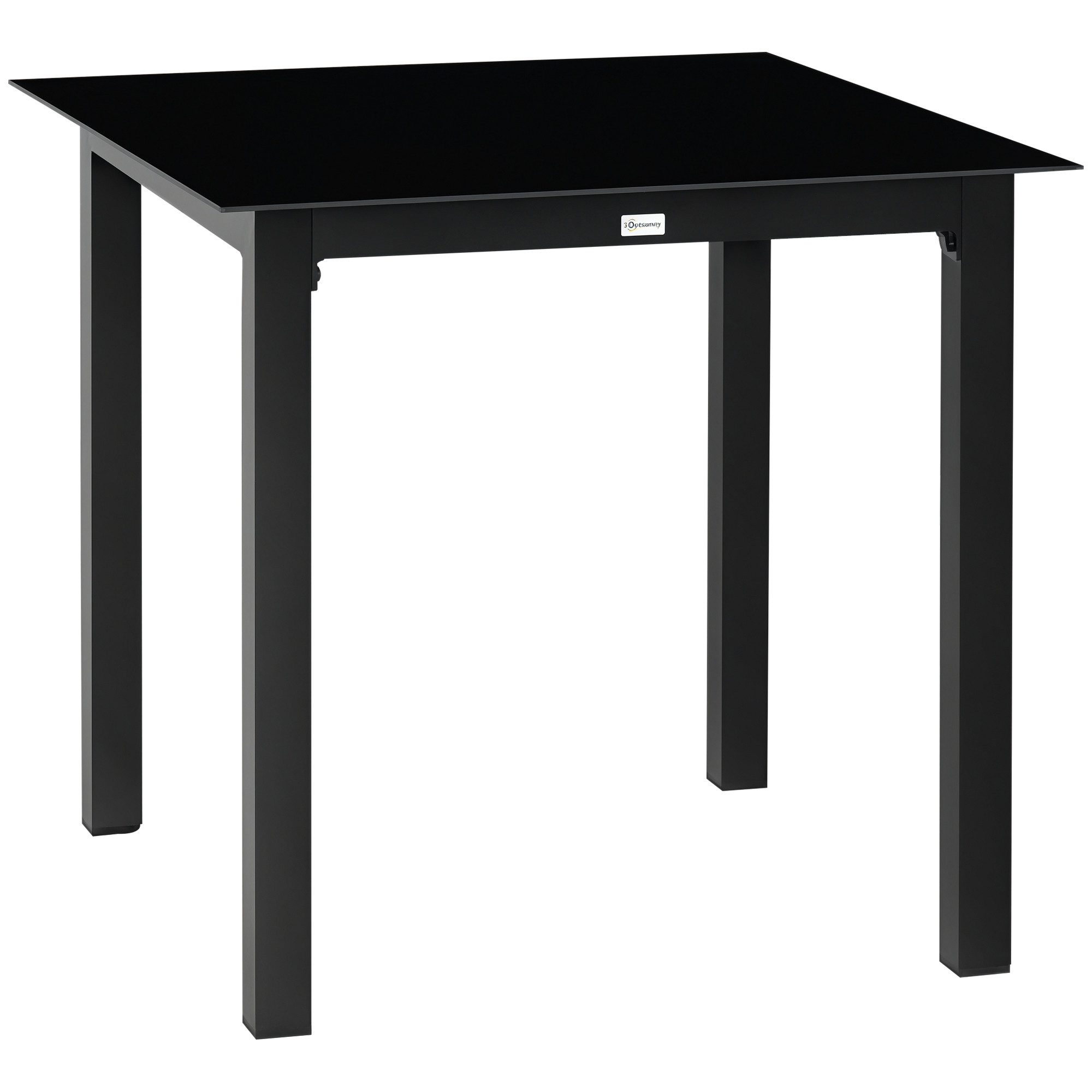 Outsunny Gartentisch Quadratischer Esstisch für Garten, Balkontisch für 4 Personen (Terrassentisch, 1-St., Balkontisch), Alu, Schwarz, 80 x 80 x 74 cm