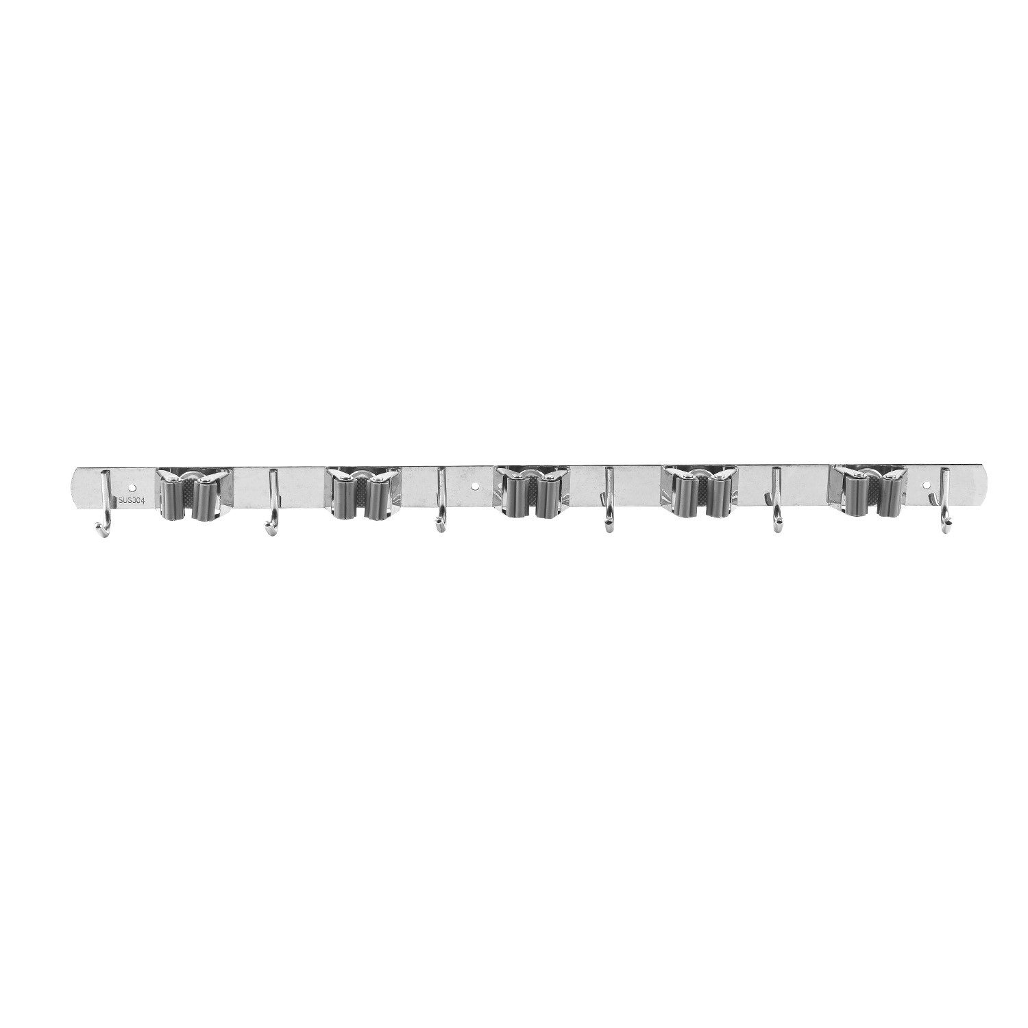 Maclean Wandhalterung MC-185 für Gartengeräte, Mops und Besen 20 kg 60 cm, (mit Haken, Edelstahl SUS304, Abstand zwischen den Haken: 115 mm) – Bild 5 von 5