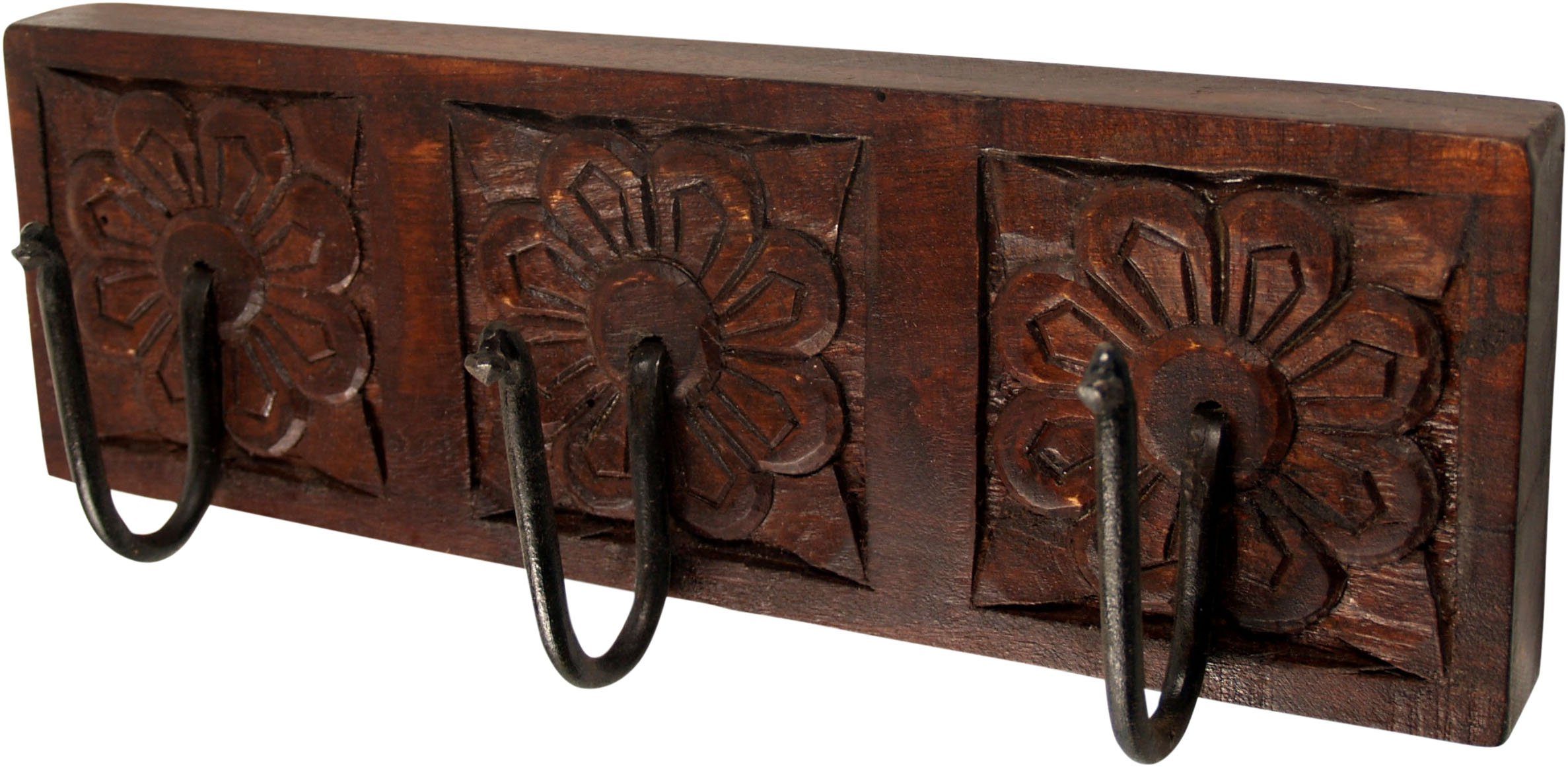 Guru-Shop Kleiderhaken 3`er Wandhaken Ornament, Indische Vintage..
