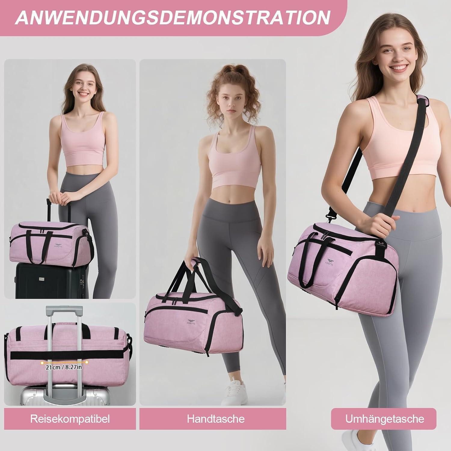 LuxusKollektion Sporttasche Sporttasche 35L Reisetasche Schuhfach Nassfach wasserdicht 35l-rosa