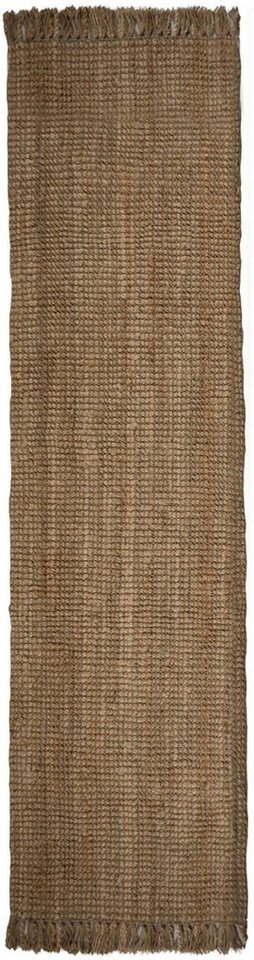 FLAIR RUGS Läufer Jute Boucle, rechteckig, Höhe: 7 mm, aus 100% Jute, mit Fransen, aus Naturfasern