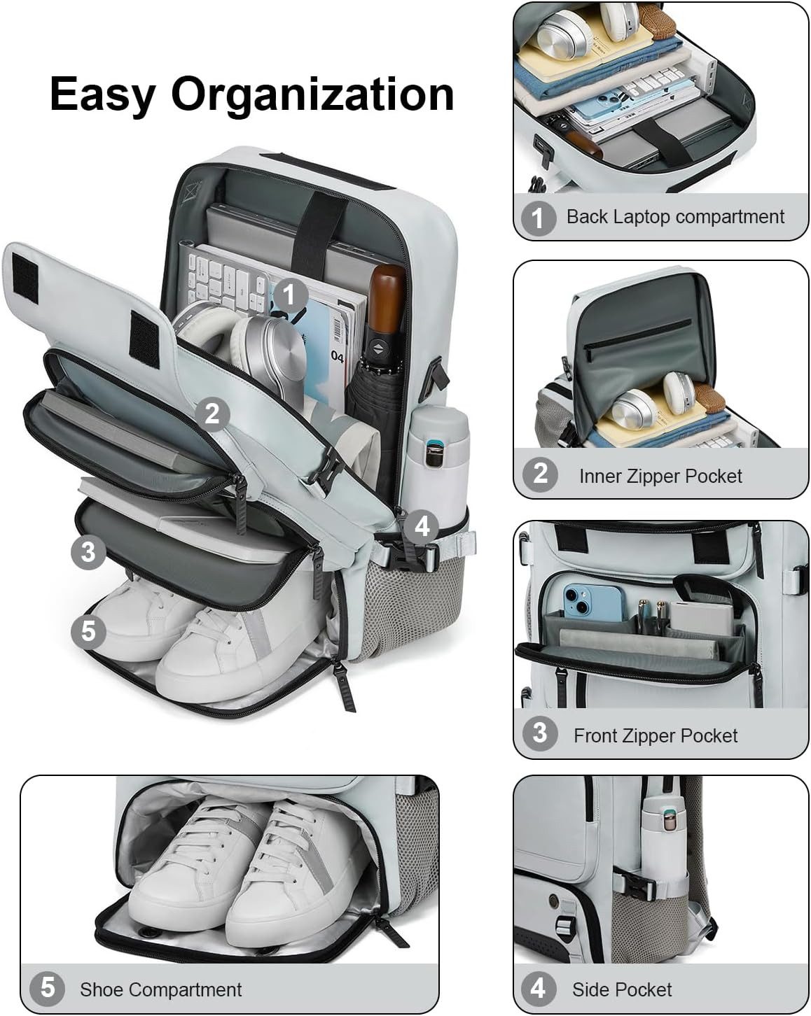 LIANNA Wanderrucksack Reise-Laptop-Rucksack. Passend für 16,5-Zoll-Notebook-Rucksack. (Set, 1-tlg., mit Federtasche), Handgepäck-Rucksack mit USB-Ladeanschluss.