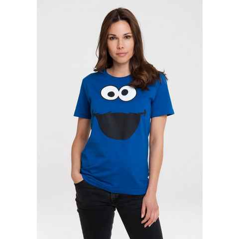 LOGOSHIRT T-Shirt Sesamstraße - Krümelmonster Gesicht mit lizenziertem Print