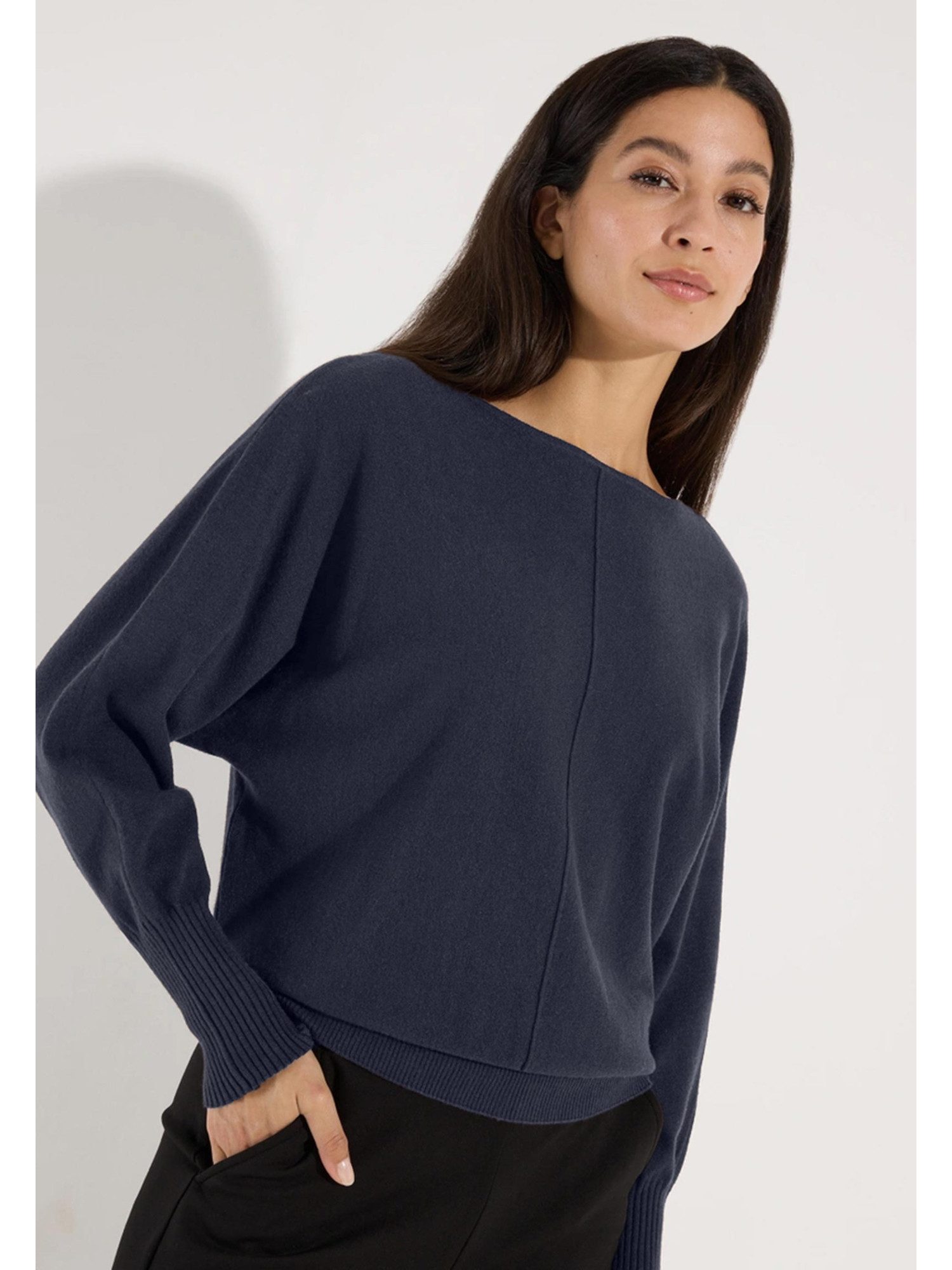 MORE&MORE Rundhalspullover weiter Oversize-Pullover, Fledermausärmel