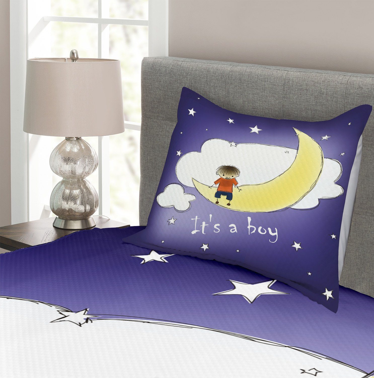 Baby Mond Kissenbezügen Tagesdecke Gruß mit Set Sky Junge Waschbar, Abakuhaus,