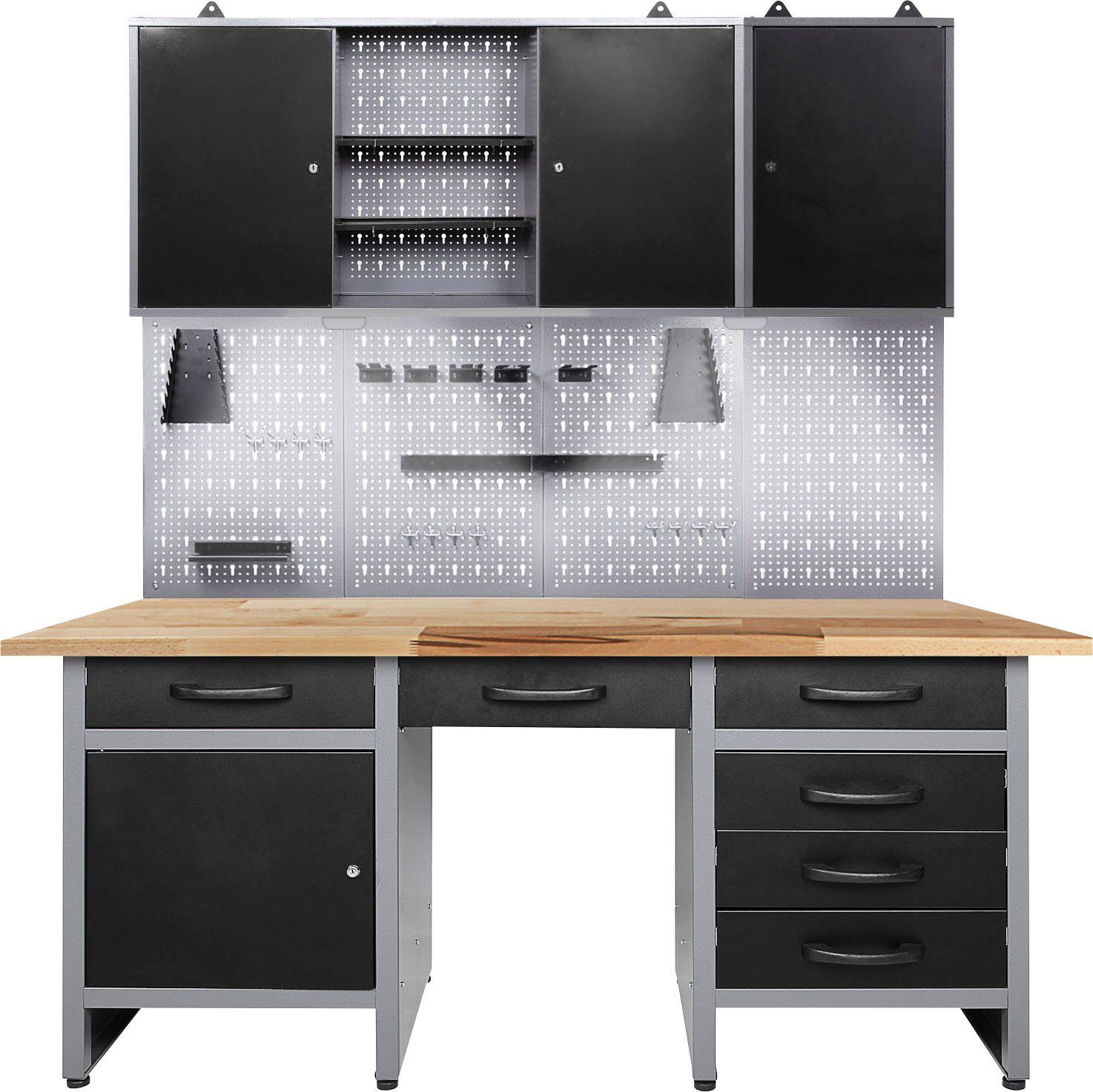 ONDIS24 Werkstatt-Set Fritz, (3-tlg), Werkbank mit Lochwand & 2 Werkstattsc günstig online kaufen