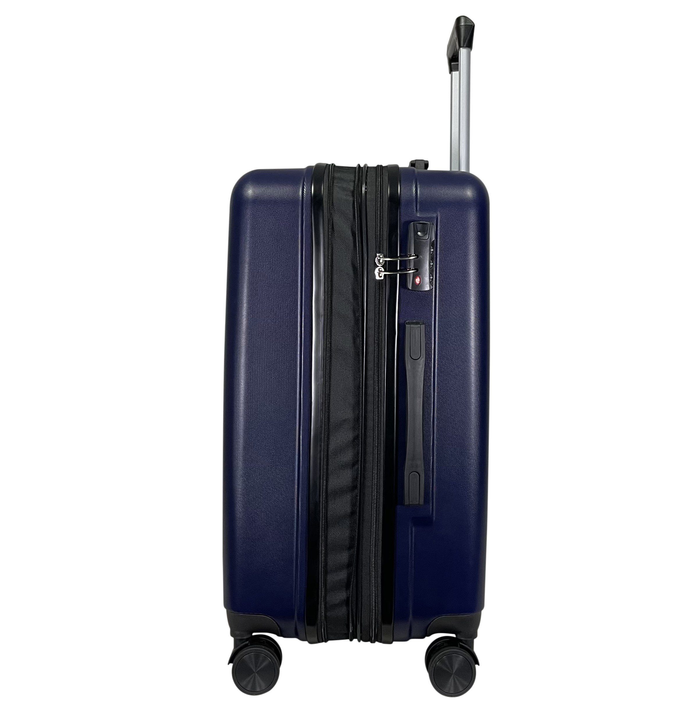 (Handgepäck-Mittel-Groß-Set) Hartschalen MTB Koffer Dunkelblau Reisekoffer ABS erweiterbar