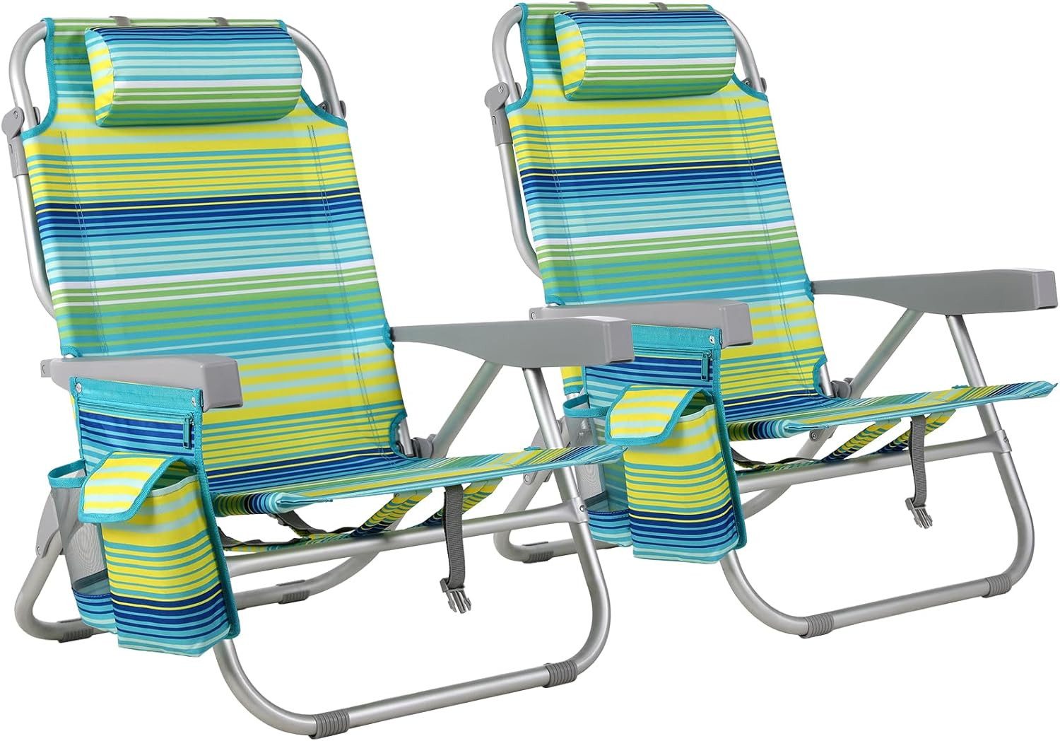 TLGREEN Campingstuhl Klappbar Leicht Aluminium, (Rucksack Klappstuhl Strand, 2 St), Campingstuhl Kann Flach Liegen,bis 150 kg belastbar
