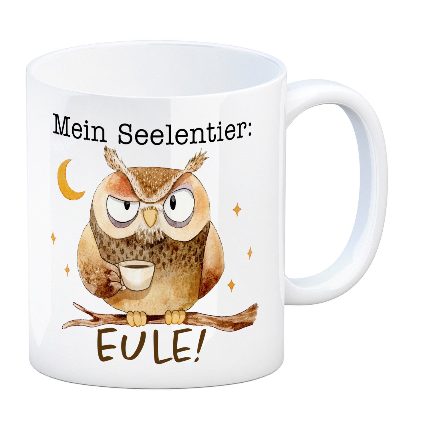 Tasse Eule Kaffeebecher mit Spruch Mein Seelentier Eule