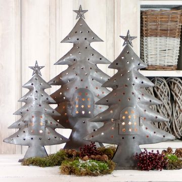 Paulslandhaus Adventsleuchter Tannenbaum Teelichthalter Metall Windlicht Weihnachtsbaum