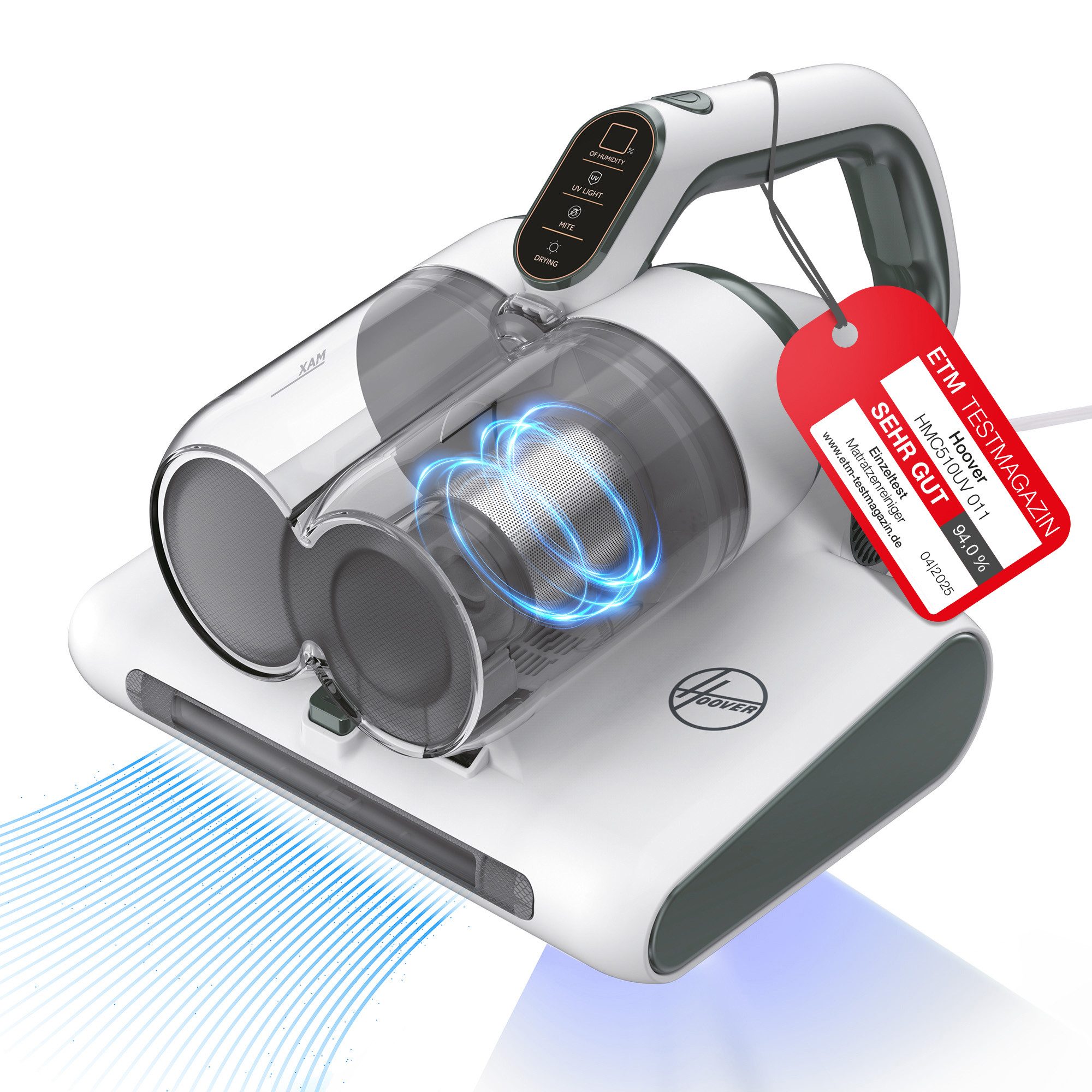 Hoover Matratzenreinigungsgerät HMC510UV 011, 400 W, beutellos, 4-in-1-Funktion, Doppelfiltersystem, Hybrid-Walze