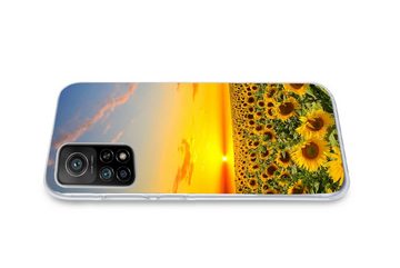 MuchoWow Handyhülle Blumen - Sonnenblume - Sonnenuntergang - Nacht - Orange, Phone Case, Handyhülle Xiaomi Mi 10T, Silikon, Schutzhülle