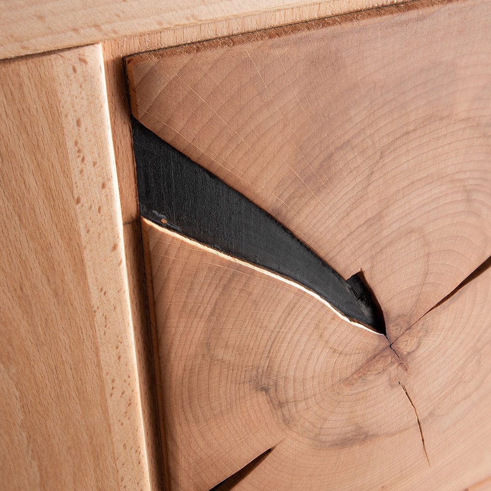 Lomadox Sideboard WINNIPEG-69, Kommode 110cm, Kernbuche massiv geölt, Hirnholz-Details, montiert